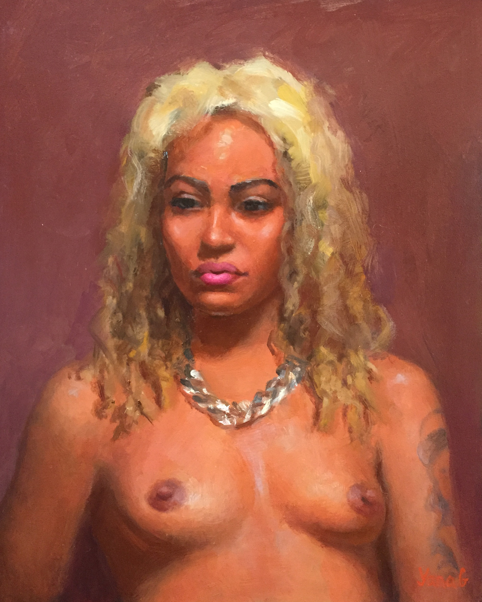 Nude with tattoo  8x10 Oil on board