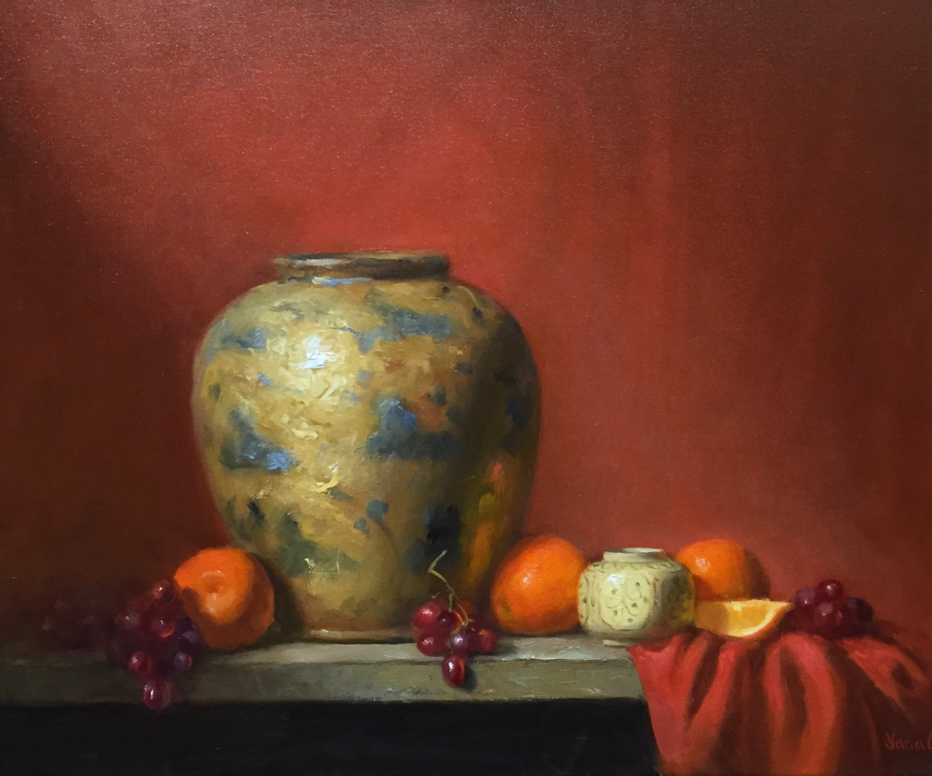 Old vase and oranges 16x20 Oil on canvas