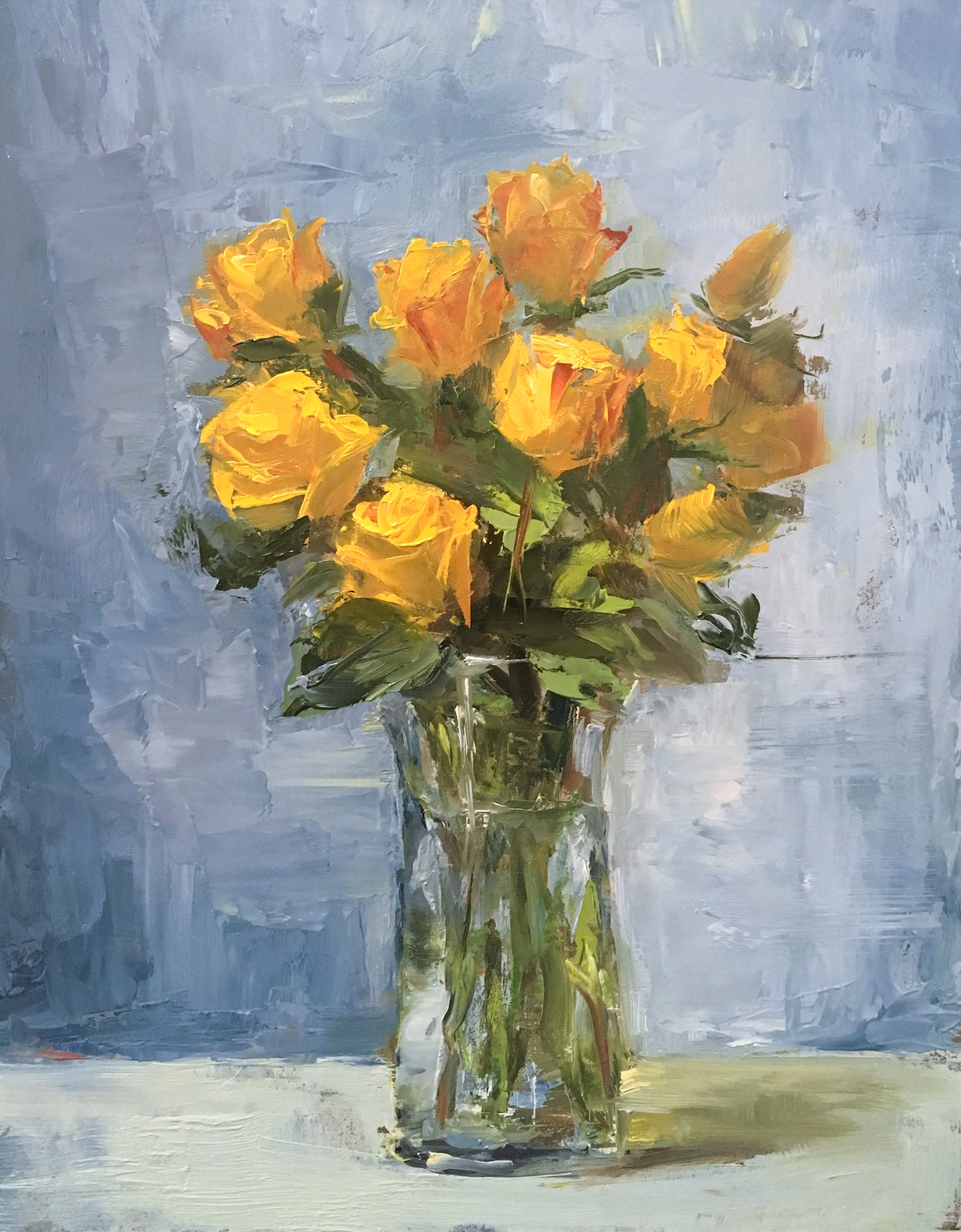 Yellow Roses 8x10 Oil on board