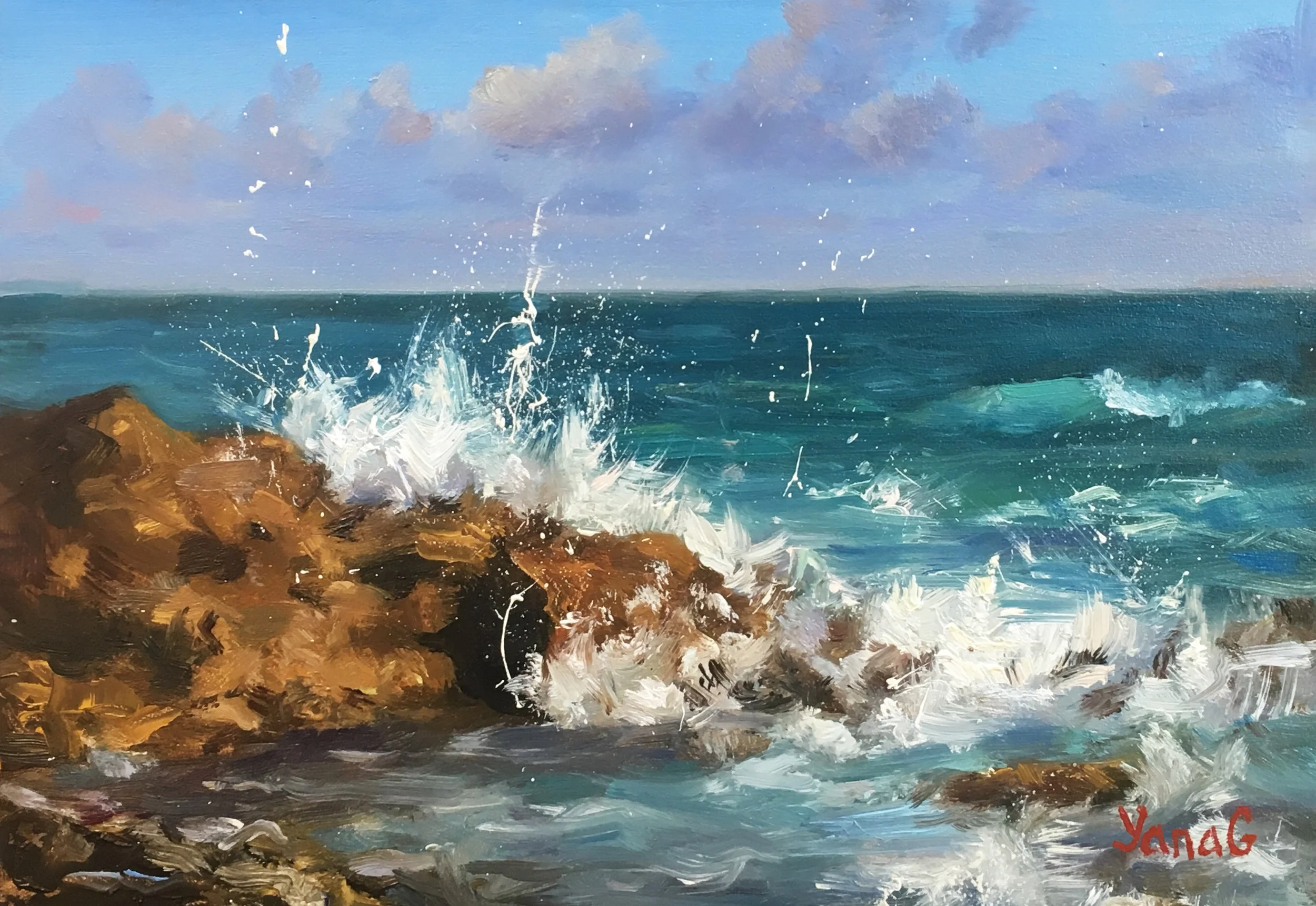 Waves 5x7 Oil on board