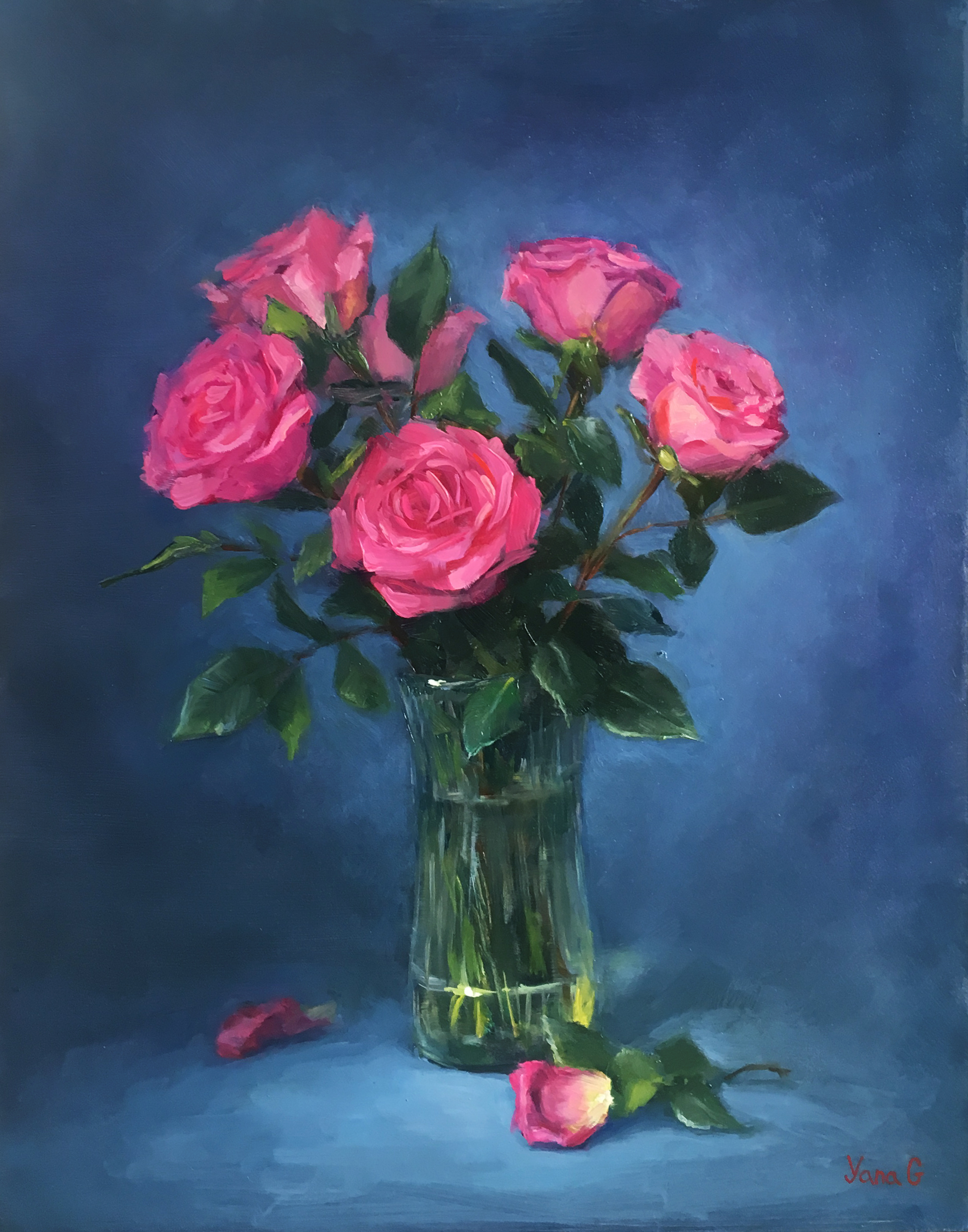 Pink Roses 11x14 Oil on board