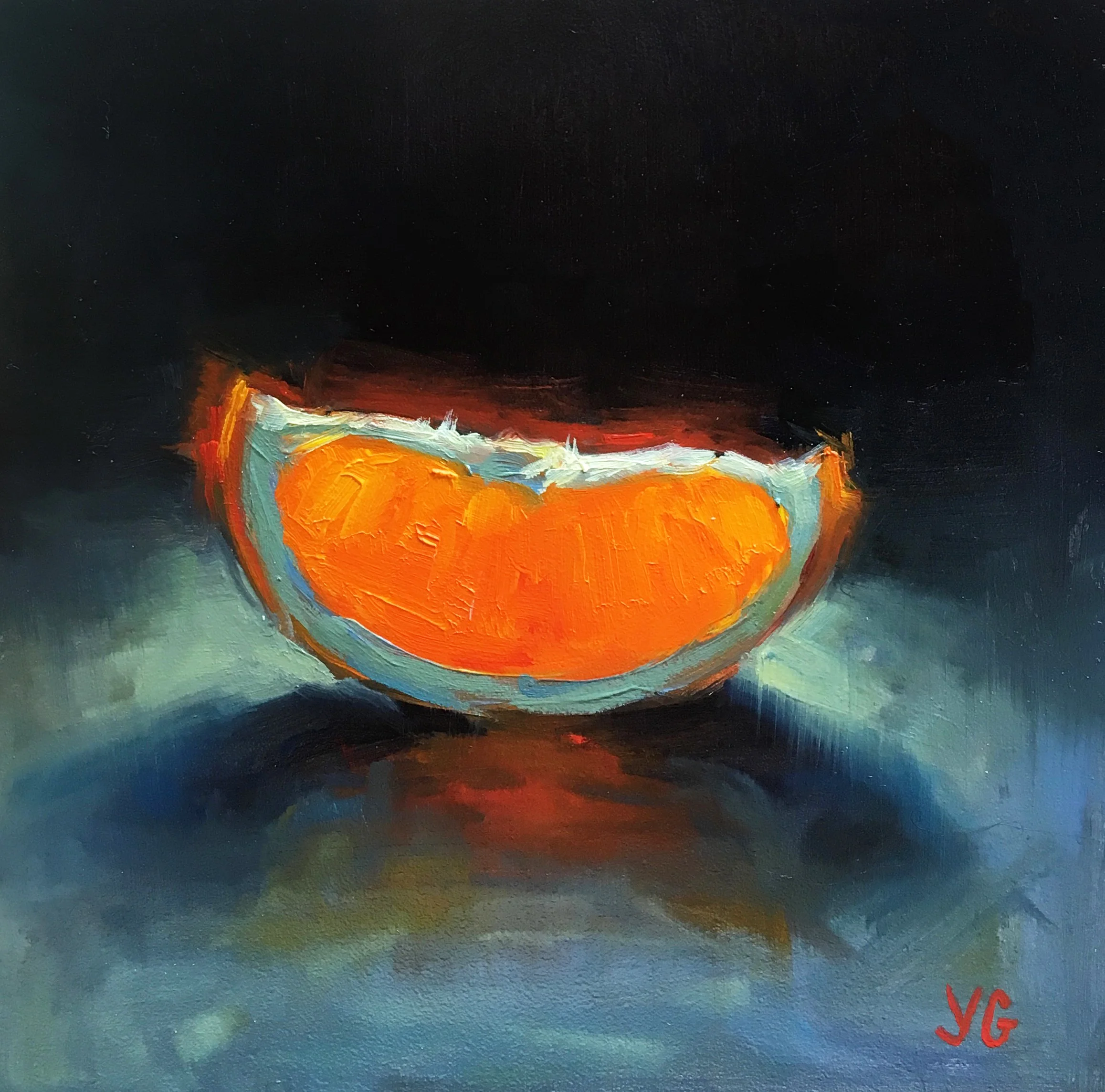 Orange Slice. Oil on board. 5*5in 