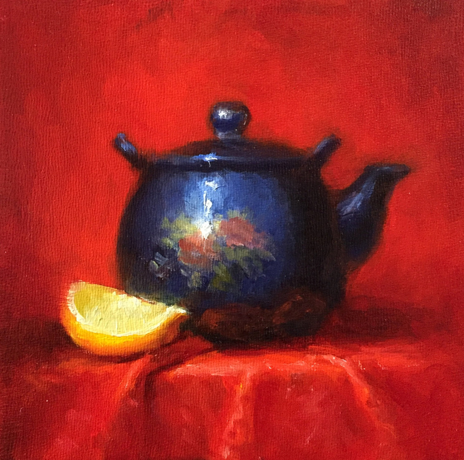 Teapot and Lemon 6x6 Oil on board
