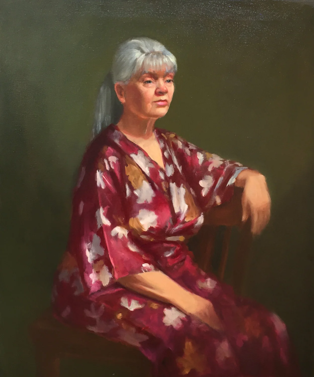 Woman in the robe 20x24 Oil on canvas