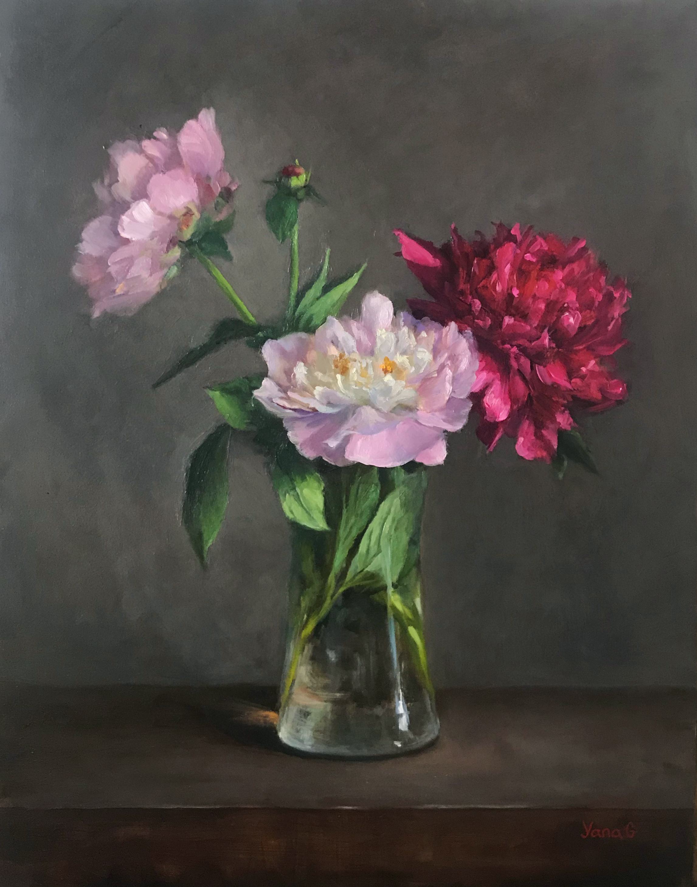 Peonies in the vase 11x14 Oil on board  