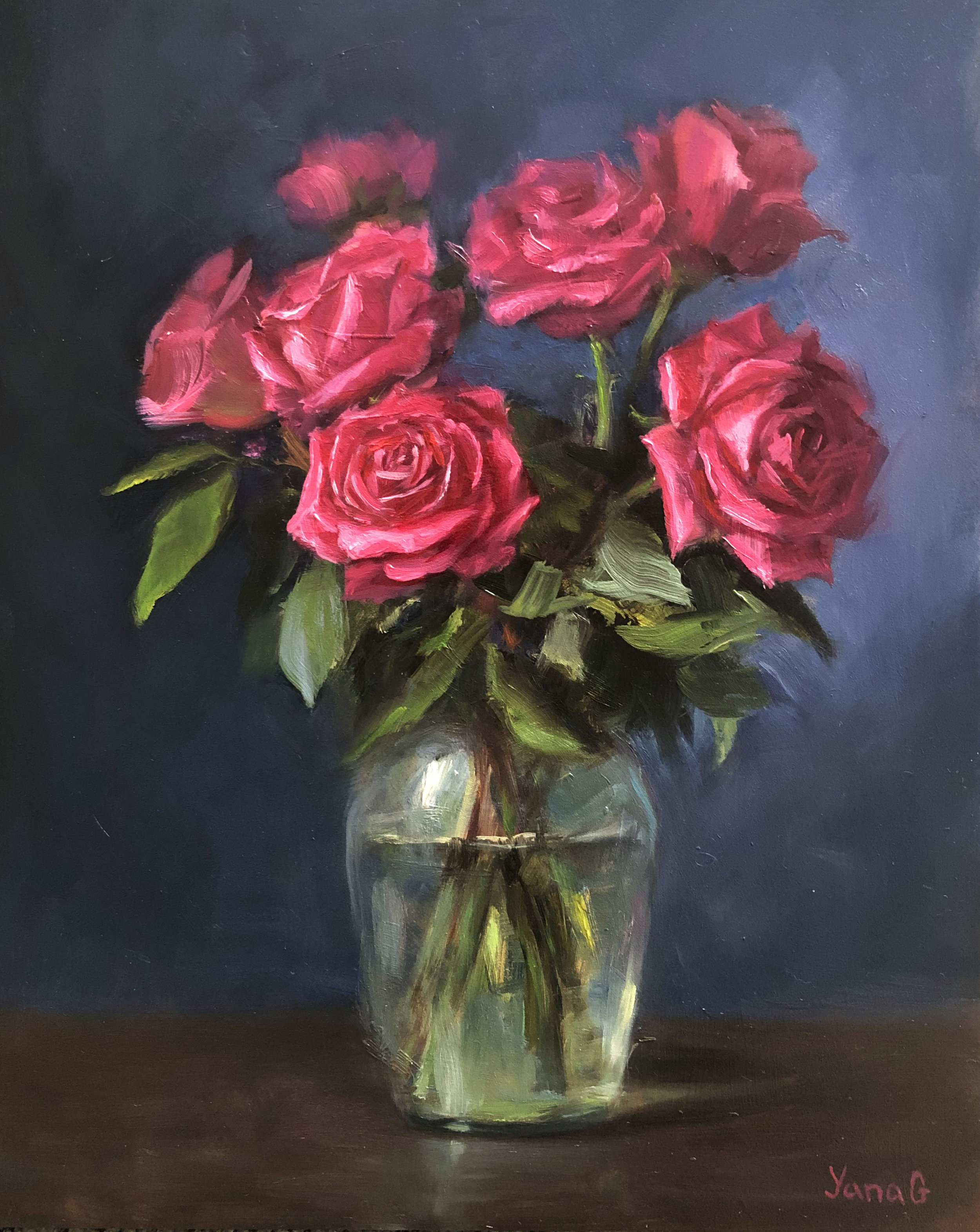 Pink Roses 8x10 Oil on board