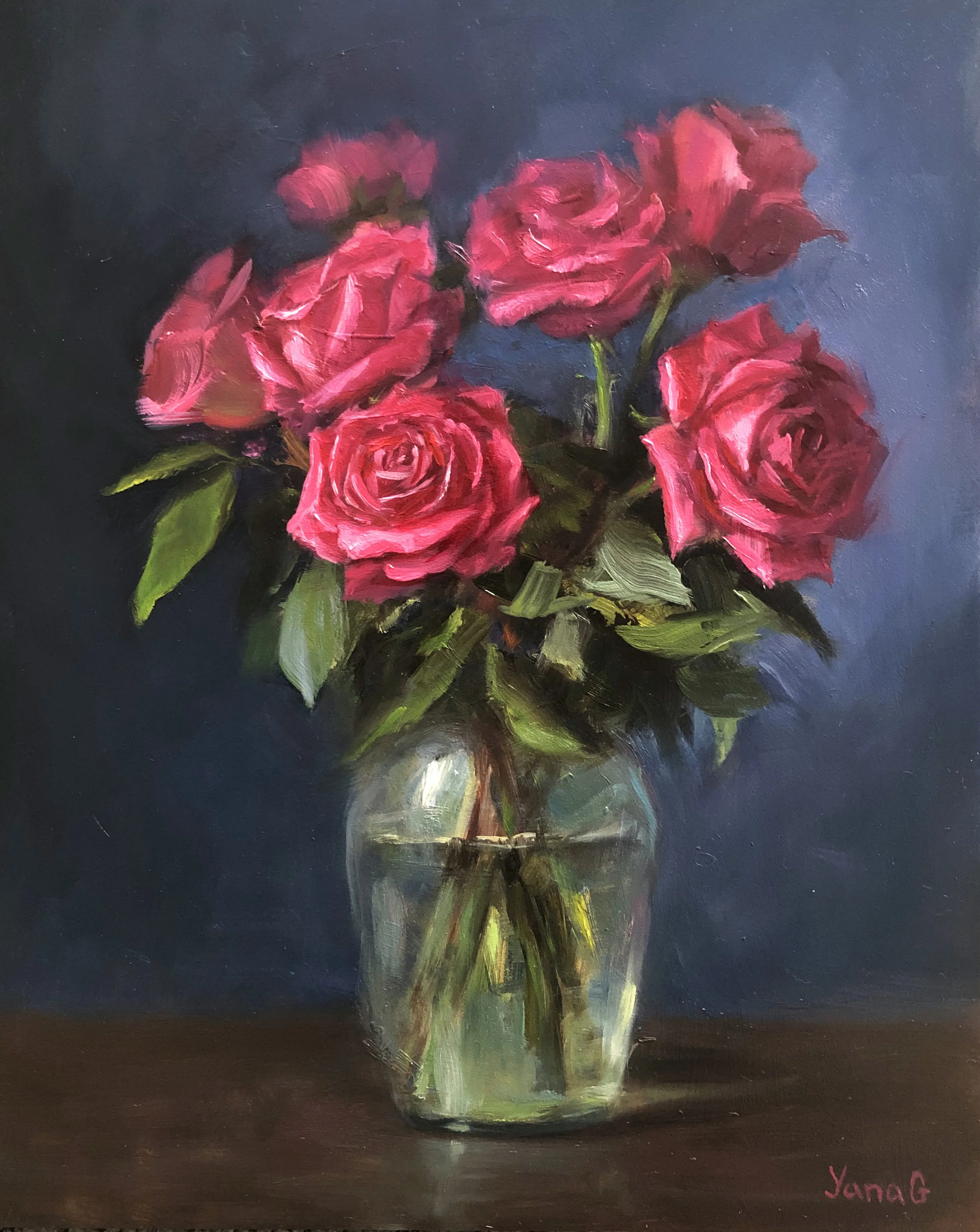 Pink Roses 10x10 Oil on board