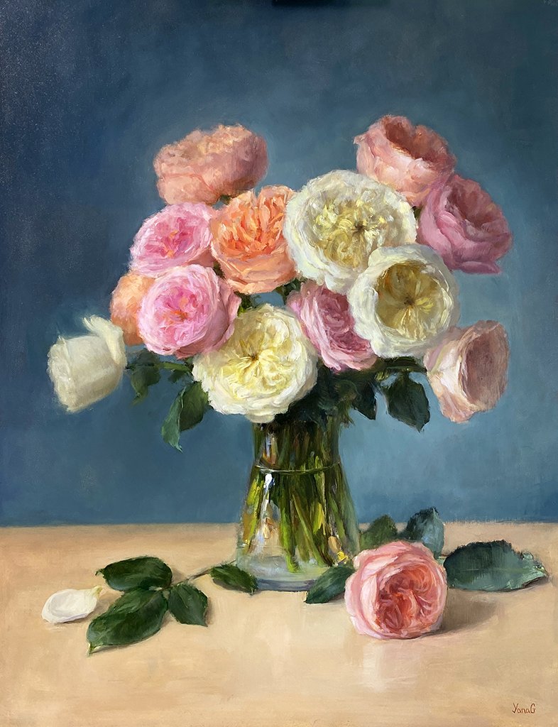 Garden Roses 14 x 18  Oil on board 