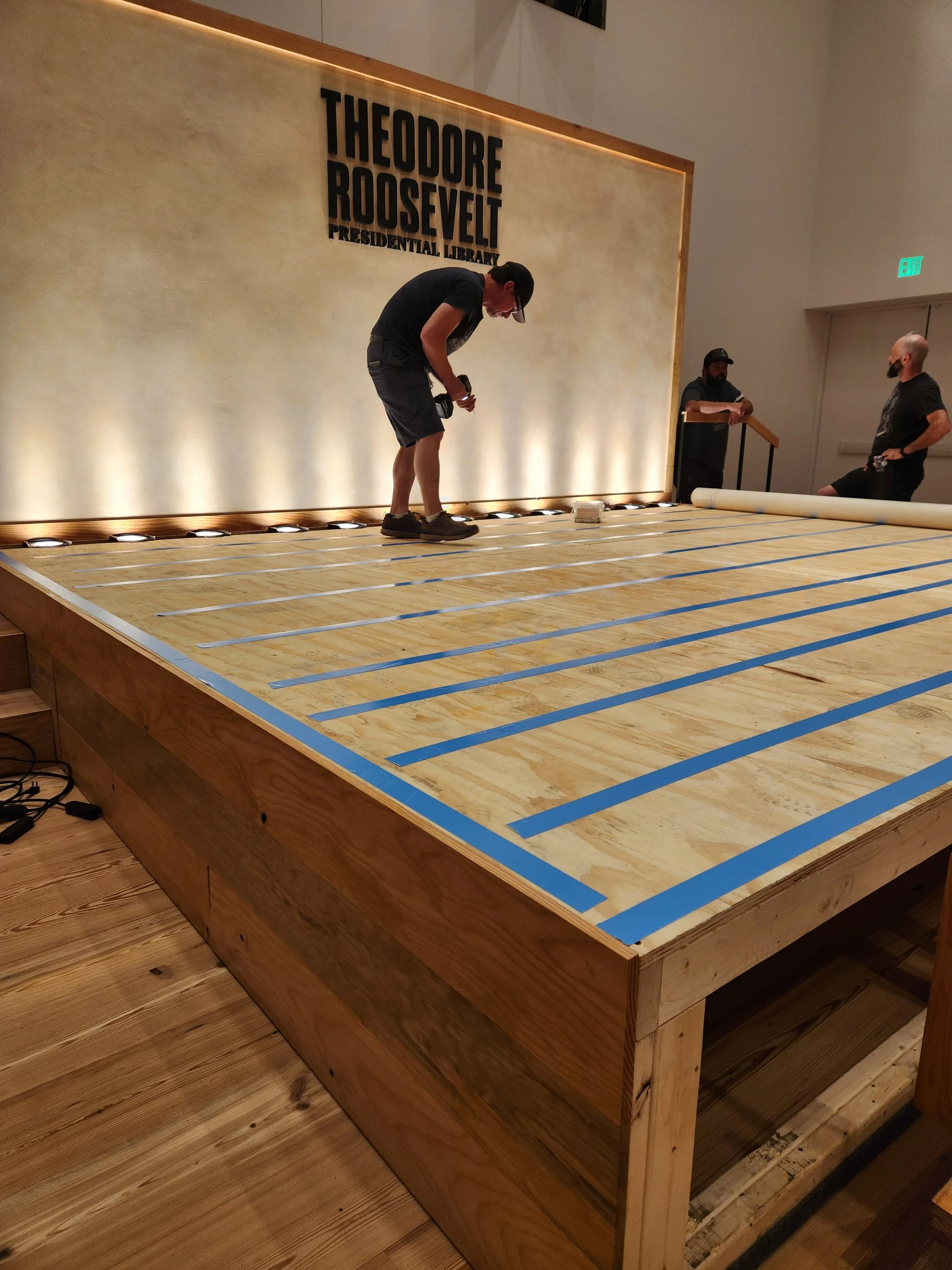 Installation of Custom Fabricated Stage for the opening of the Theodore Roosevelt Presidential Library in Medford, ND TRPL