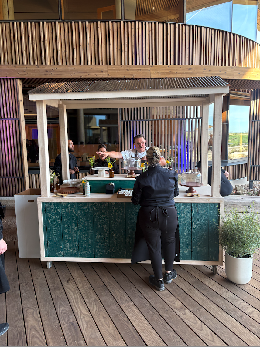 Custom Fabricated Food Vendor Cart for Wolfgang Puck Catering at the Theodore Roosevelt Presidential Library TRPL