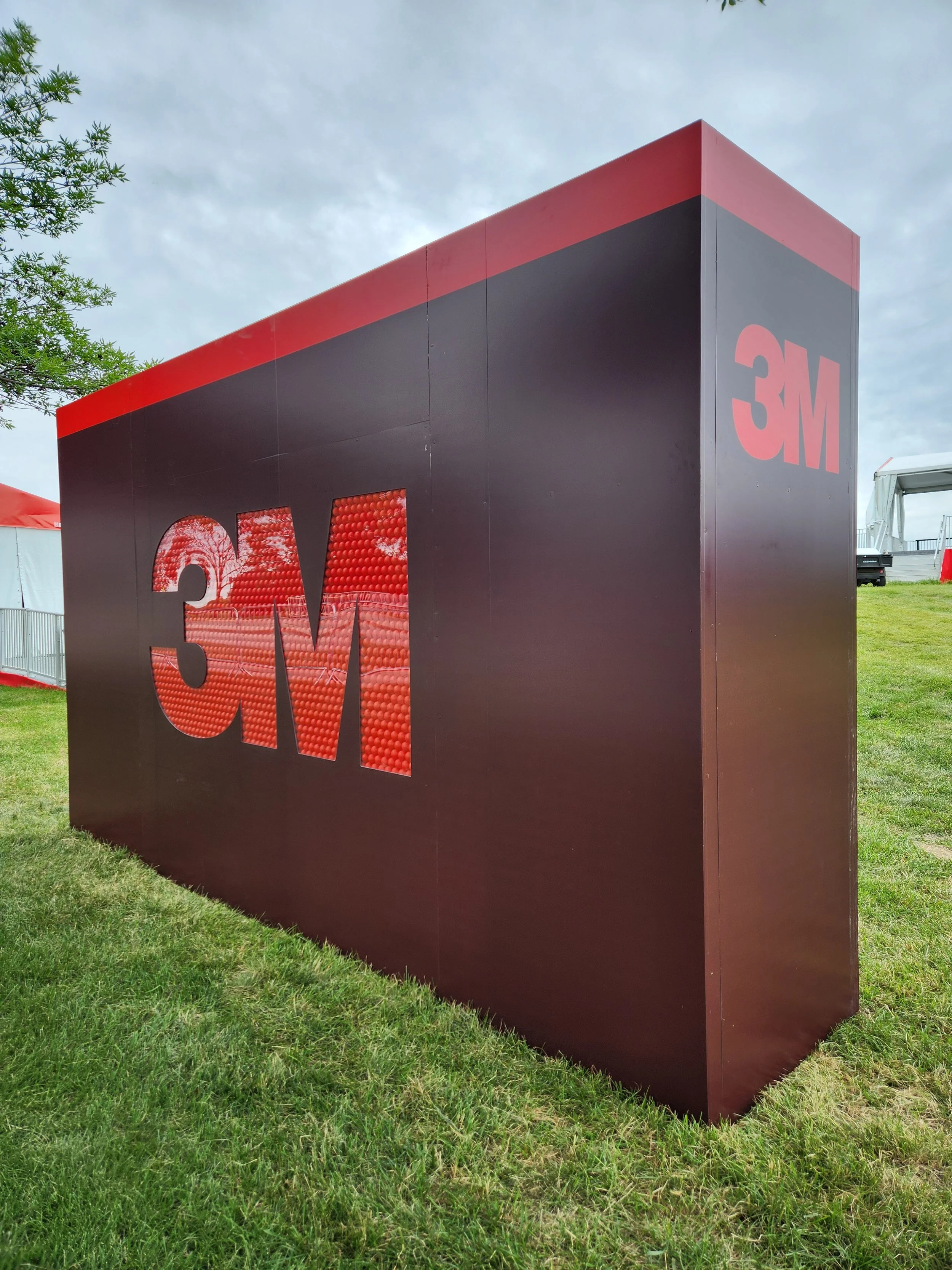 Custom fabricated and branded Golf Ball Wall for the 3M Open PGA golf event