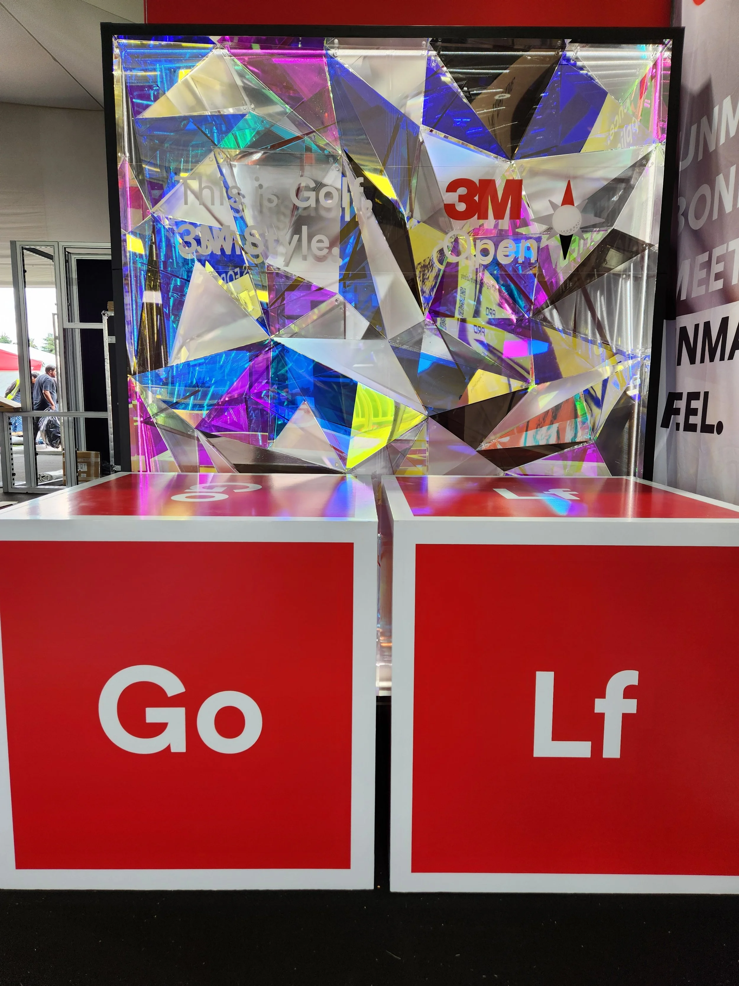 Custom Fabricated geometric display wall for the 3M Open