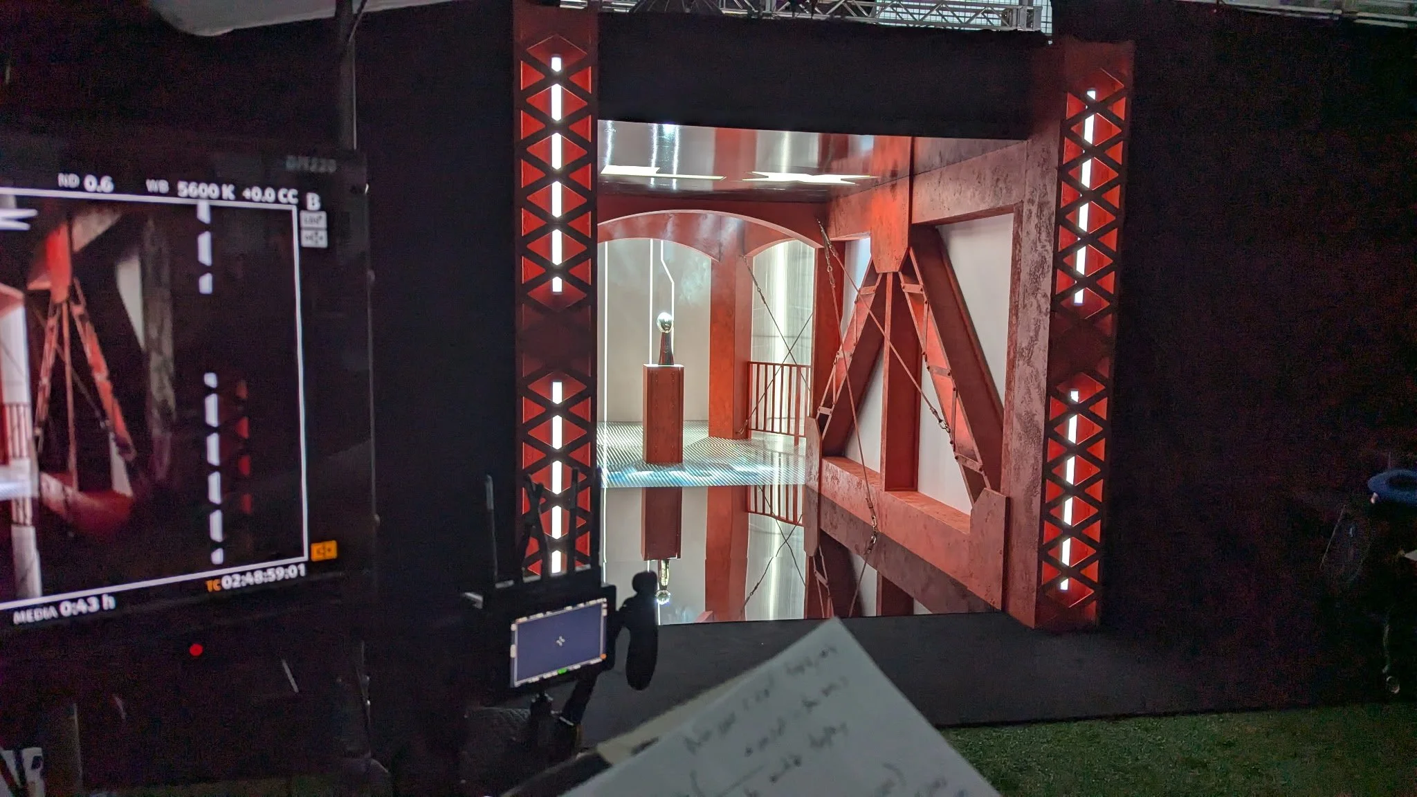 Golden Gate Bridge set created for the Super Bowl on NBC