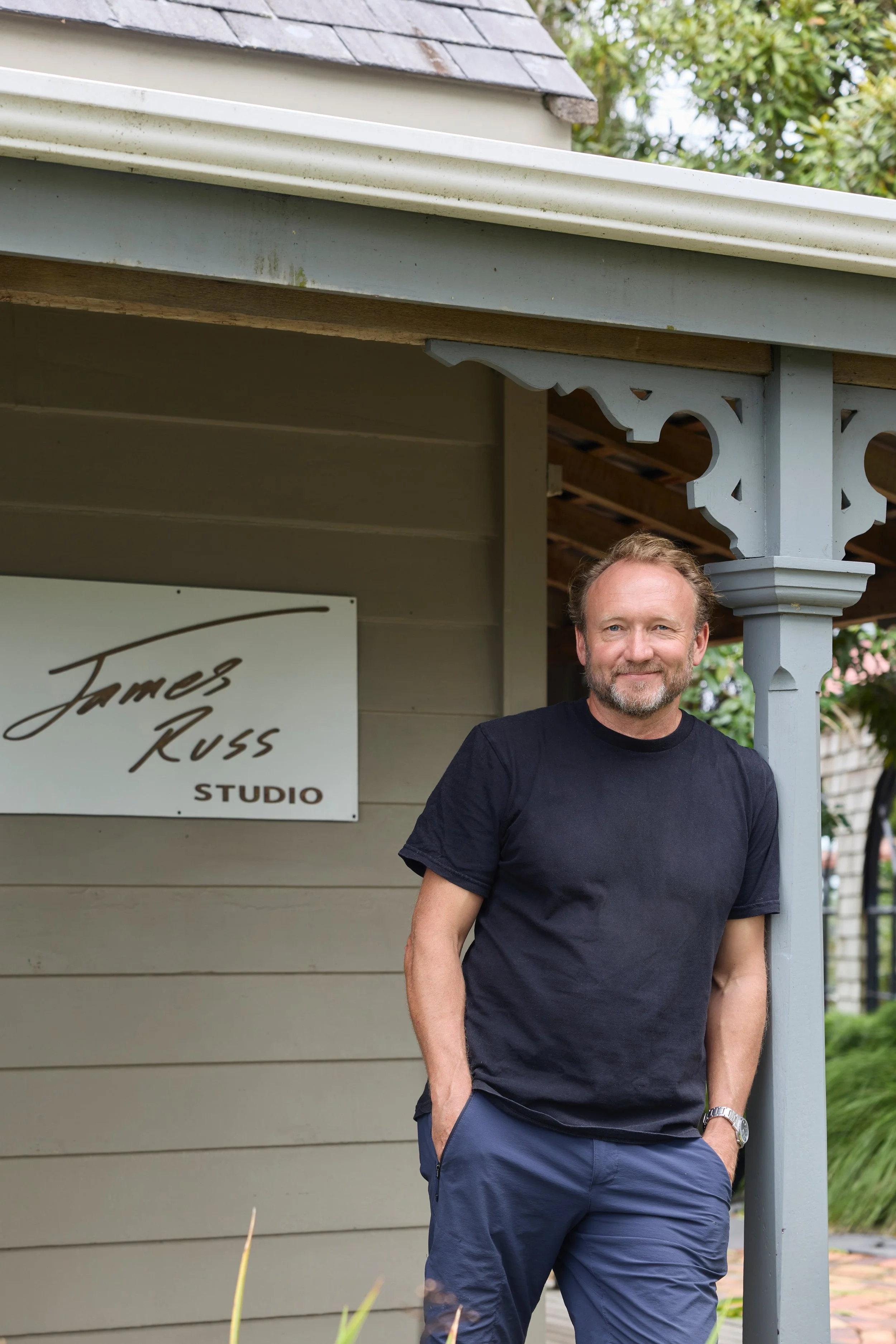 James Russ outside his studio in Auckland New Zealand.