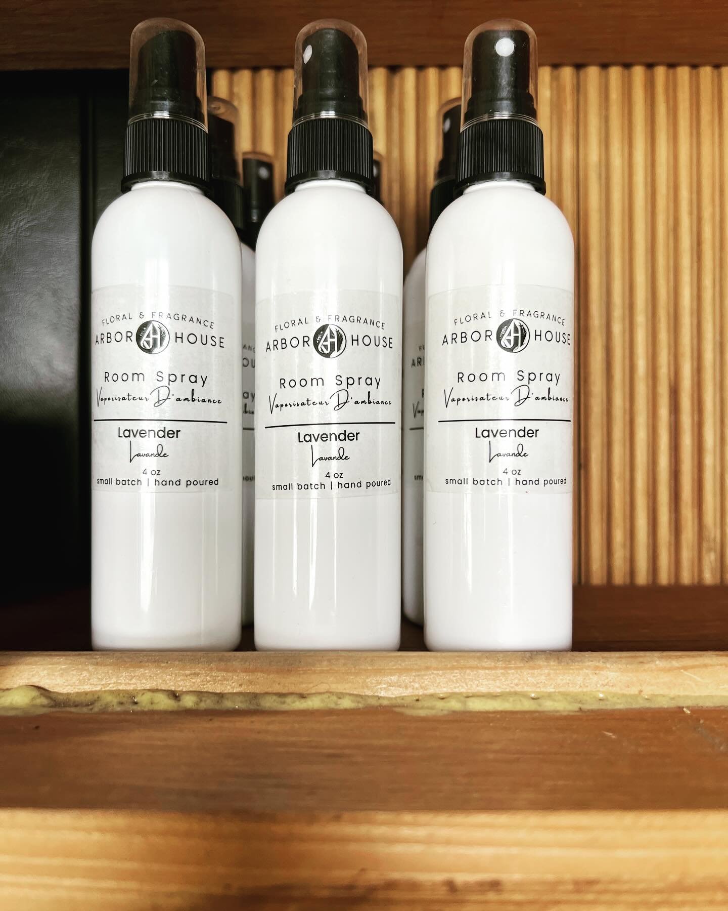What to do when product runs low? Make More!! Restocked our 4oz room sprays today. Lavender, All That Jazz (lemongrass/jasmine), and our most popular Gardenia. #arborhousefloral #neworleansflorists #neworleansfragrance #roomsprays #floristnearme #met