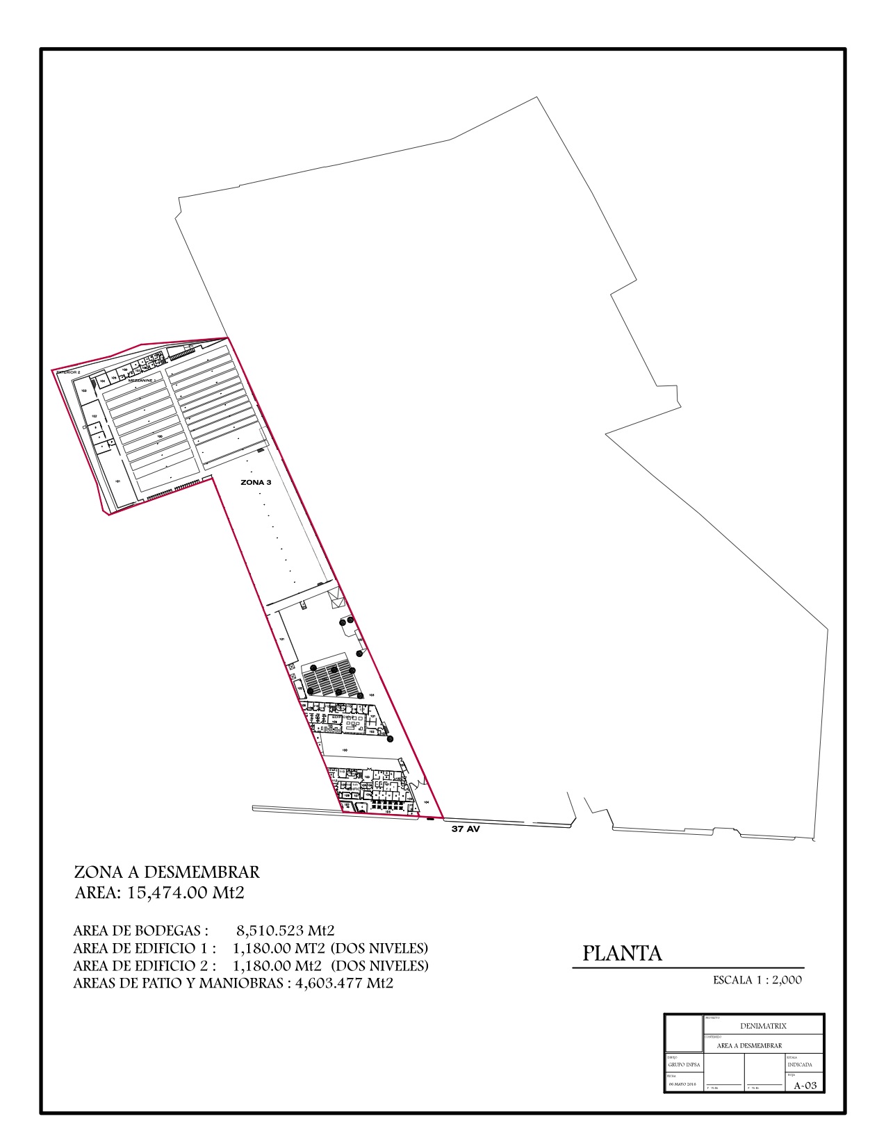 Alquilo propiedad en zona 7. 2 bodegas con área de 8,510.53 m2, 2 Edificios de 2 niveles con área de 1,180 m2 cada uno, y patios de maniobra y parqueos con área de 4,602.48 m2. Precio de renta $2.70+iva por m2. Información a miltonguerra@inpsa.com.gt. **IDEAL MAQUILA** **IDEAL FABRICA**