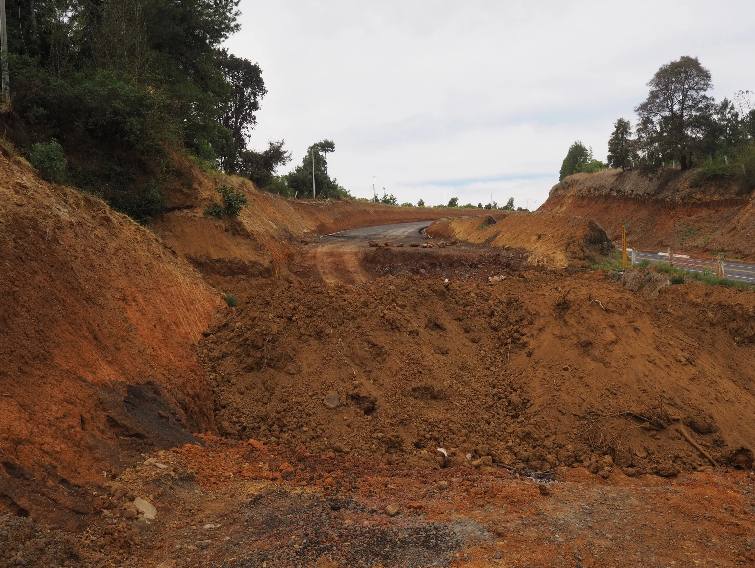 Widening the autopista outside Patzcuaro - we took the opportunity to ride the new road without traffic, but it turned into this