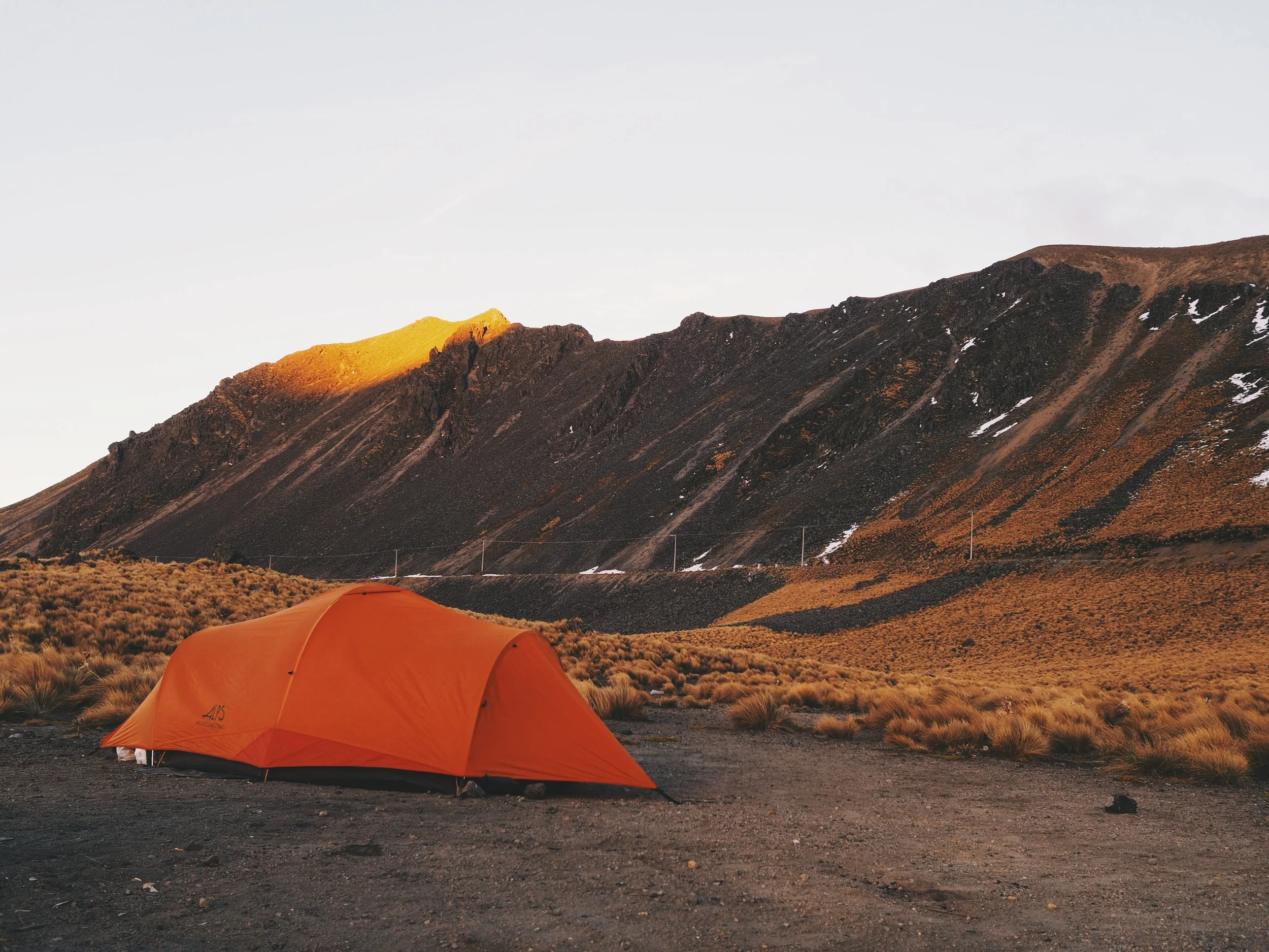 Making camp at Nevado de Toluca