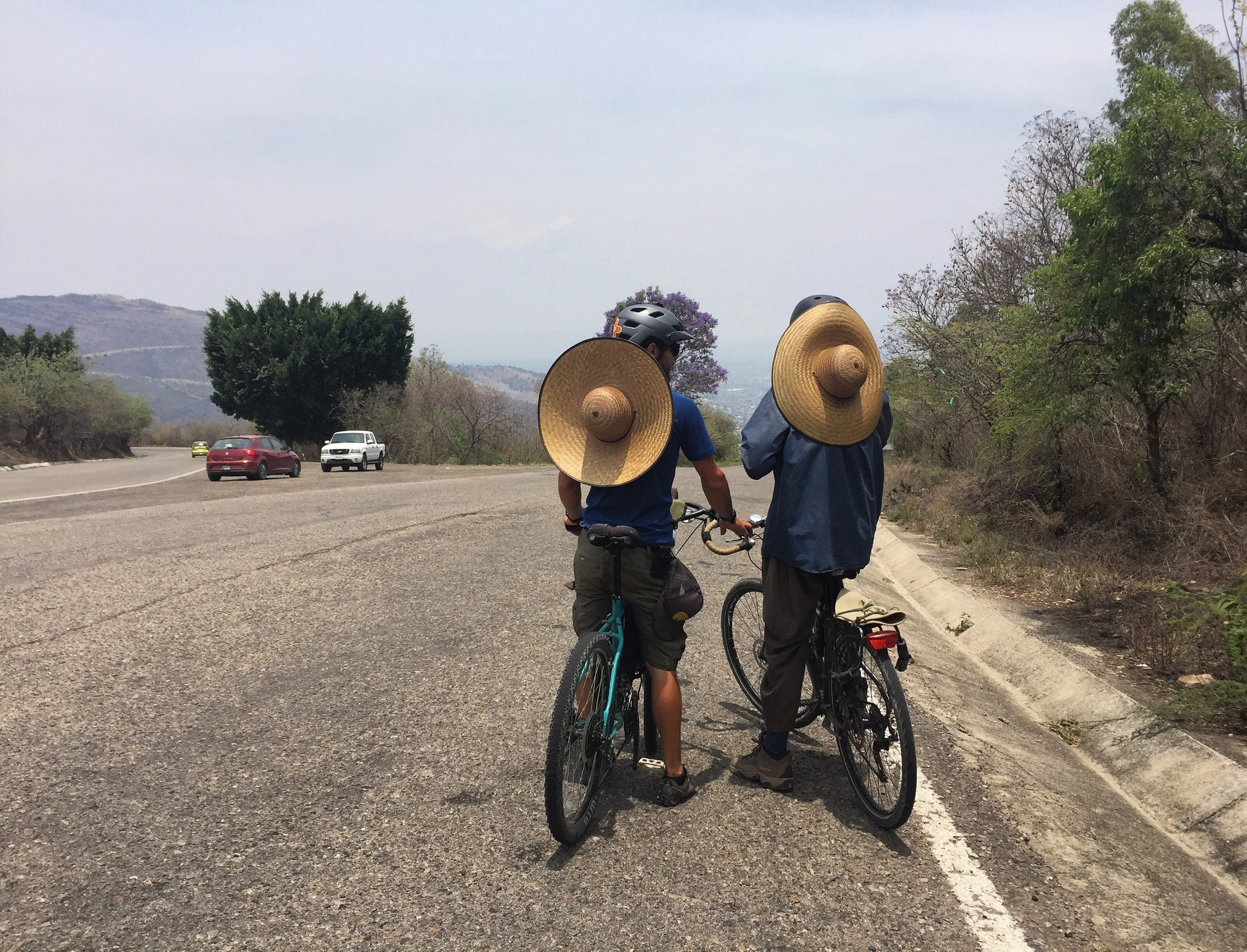 Mehedi and Benyamin at the top of the climb to Monte Albán, with their matching hats!
