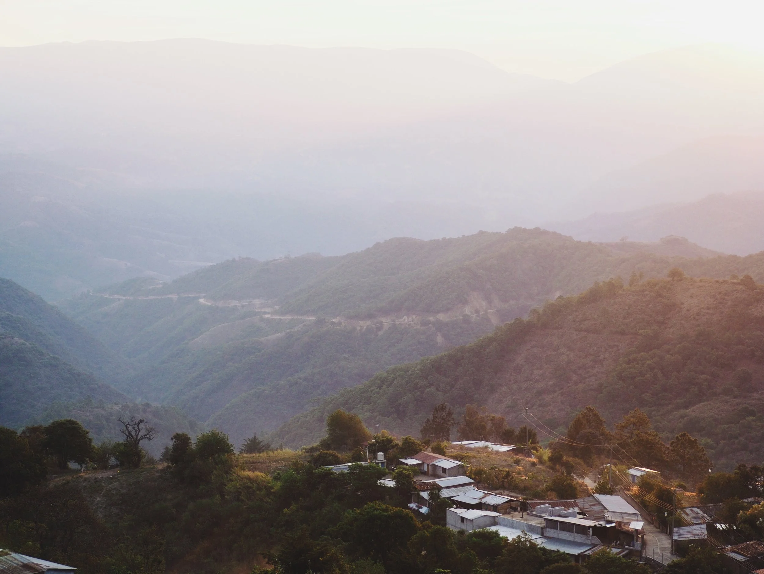 San Sebastián Coatlán, with our winding dirt road coming up the mountain in the distance