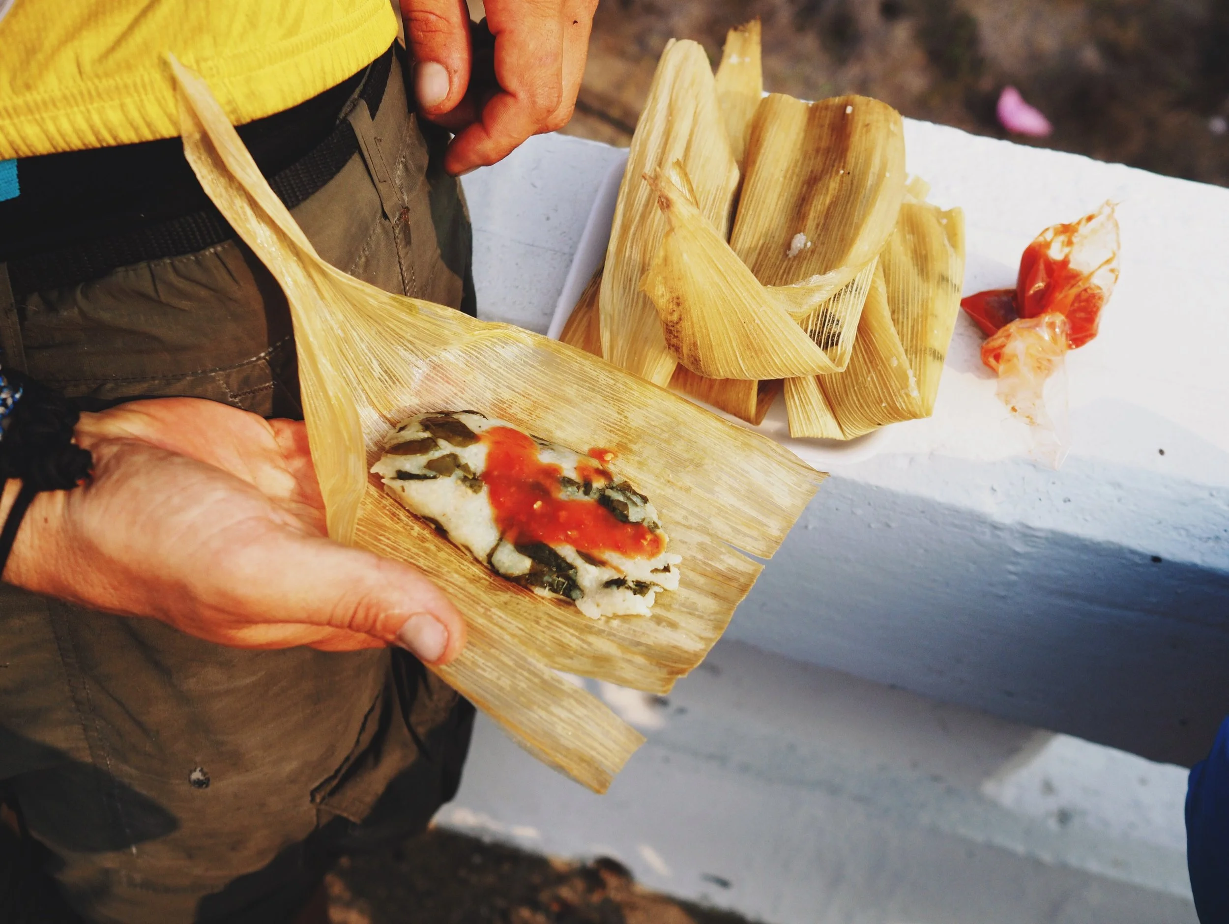 AMAZING tamales at the road block