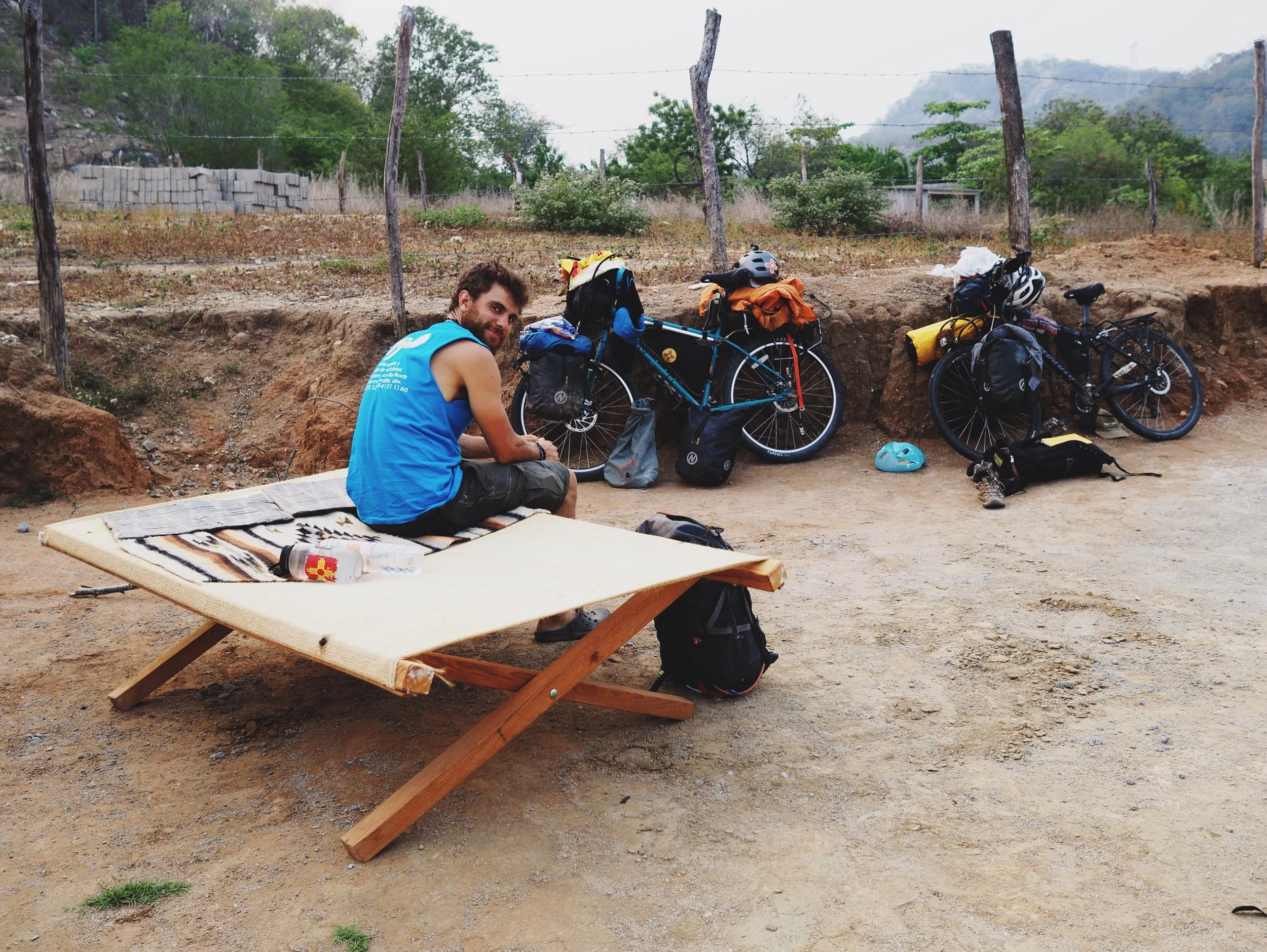 The family brought out a cot for us to sit on when we camped in their yard, Morro de Ayuta