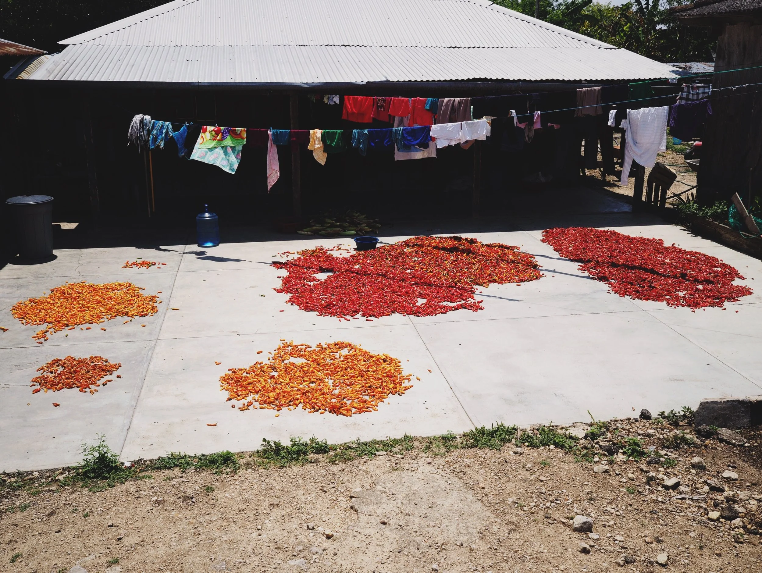 Entering Carmen Xhan, chile & clothes drying in the sun