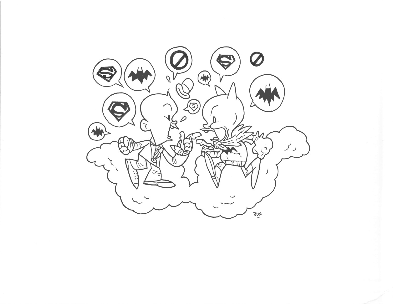 MXYZPTLK VS BAT-MITE - $40 Original Illustration / 9x12 Bristol Sheet