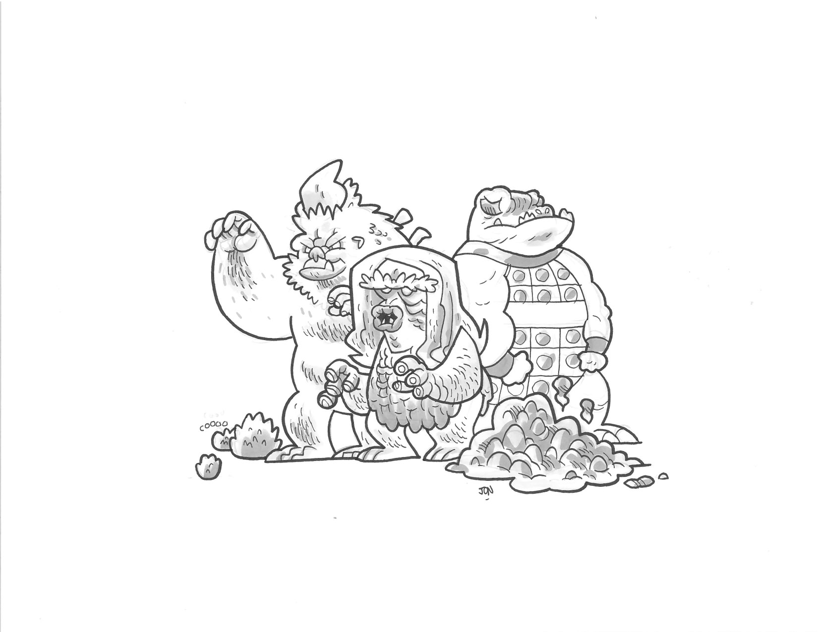PROBABLY THESE ARE THE BOUNTY-HUNTERS FROM STAR WARS, RIGHT? - $35 SOLD Original Illustration / 8.5 x 11 Cardstock