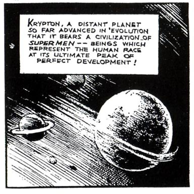 Inaugurating the essence of the “green star in the distant heavens” that is Krypton, Jerry Siegel and Joe Shuster introduced the newspaper-reading public to Superman’s homeworld with this explanatory panel on January 6, 1939…