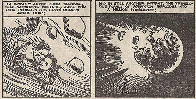 Krypton dies in this sequence from the daily newspaper strip.