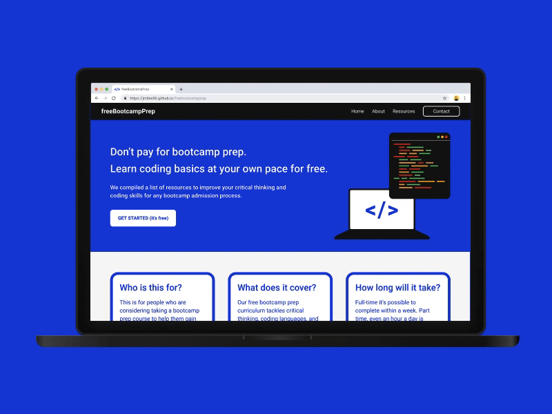 freeBootcampPrep, education curriculum (UI/UX)