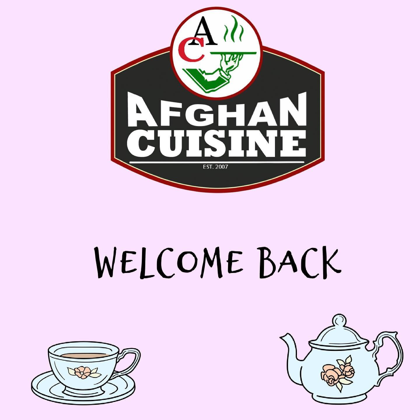 Afghan Cuisine is reopening its doors just in time for summer!! come in and enjoy one of our savoury meals with a cup of our aromatic special cardamom tea and cool down afterwards with a bowl of our signature artisanal Saffron Ice cream or a glass of