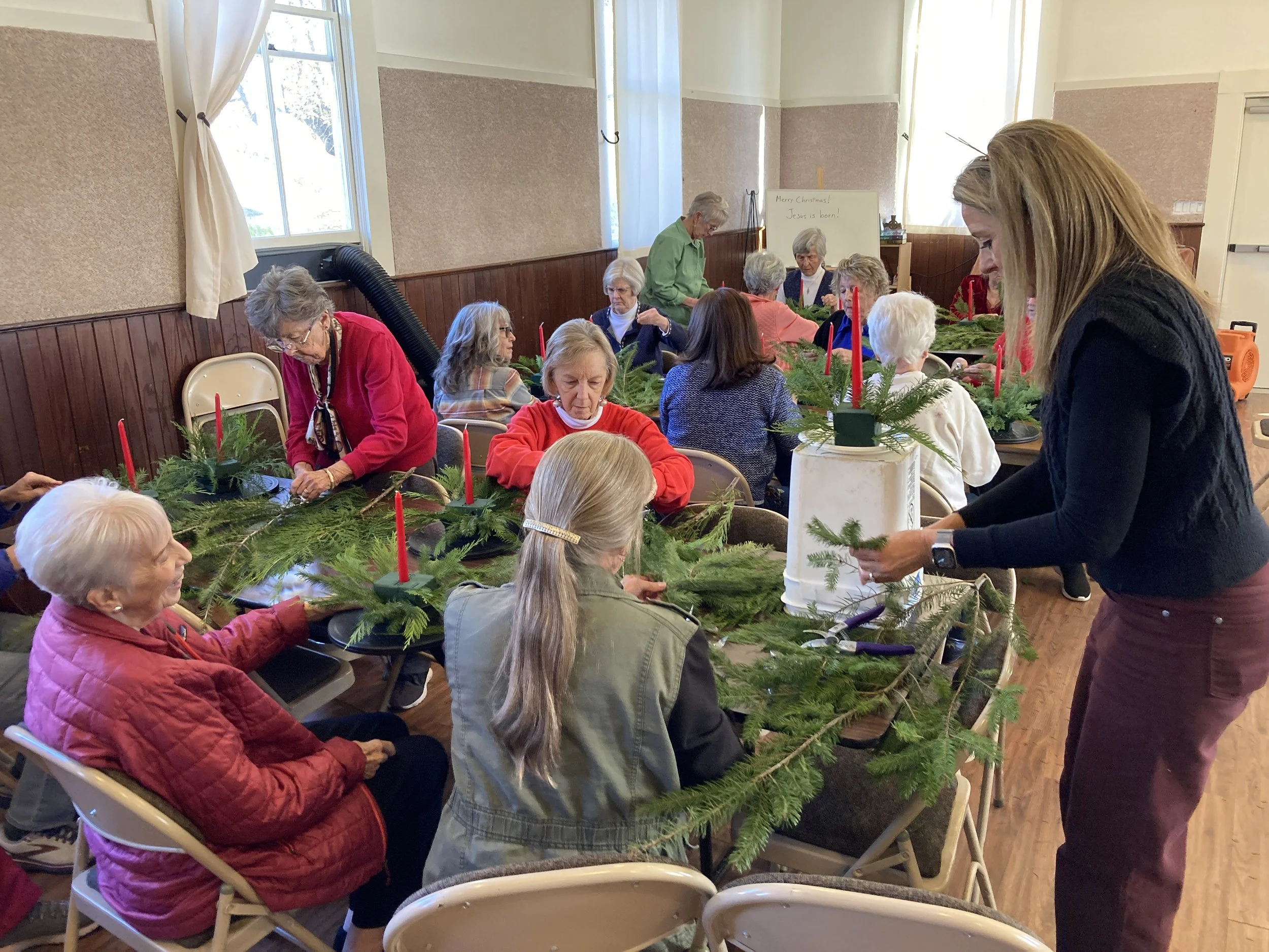 Martha Circle learning how to make wreaths