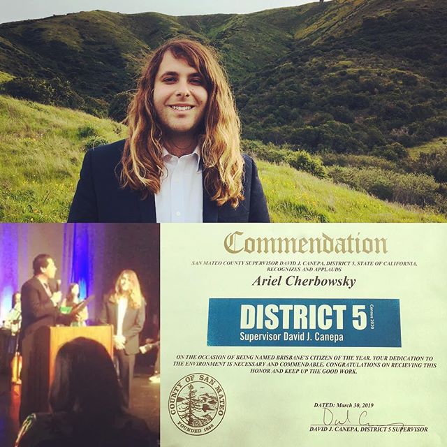 Thank you Supervisor @davidcanepa for the &ldquo;Citizen of the Year&rdquo; award representing Brisbane in recognition of efforts to connect youth with #sanbrunomountain and steward its environment through community-based ecological restoration! #san