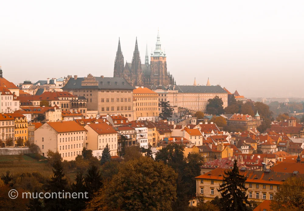 the prague castle - soaked with tone of fall