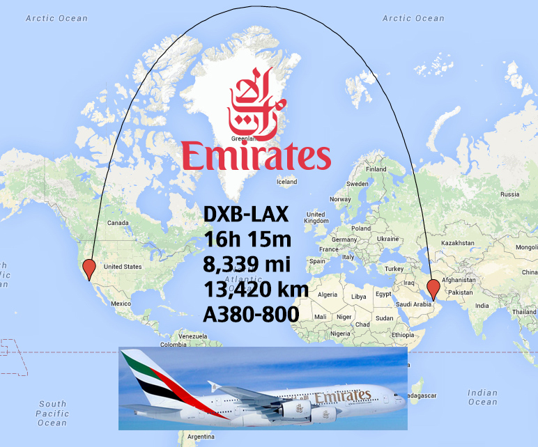 Flight Pattern LAX to DXB