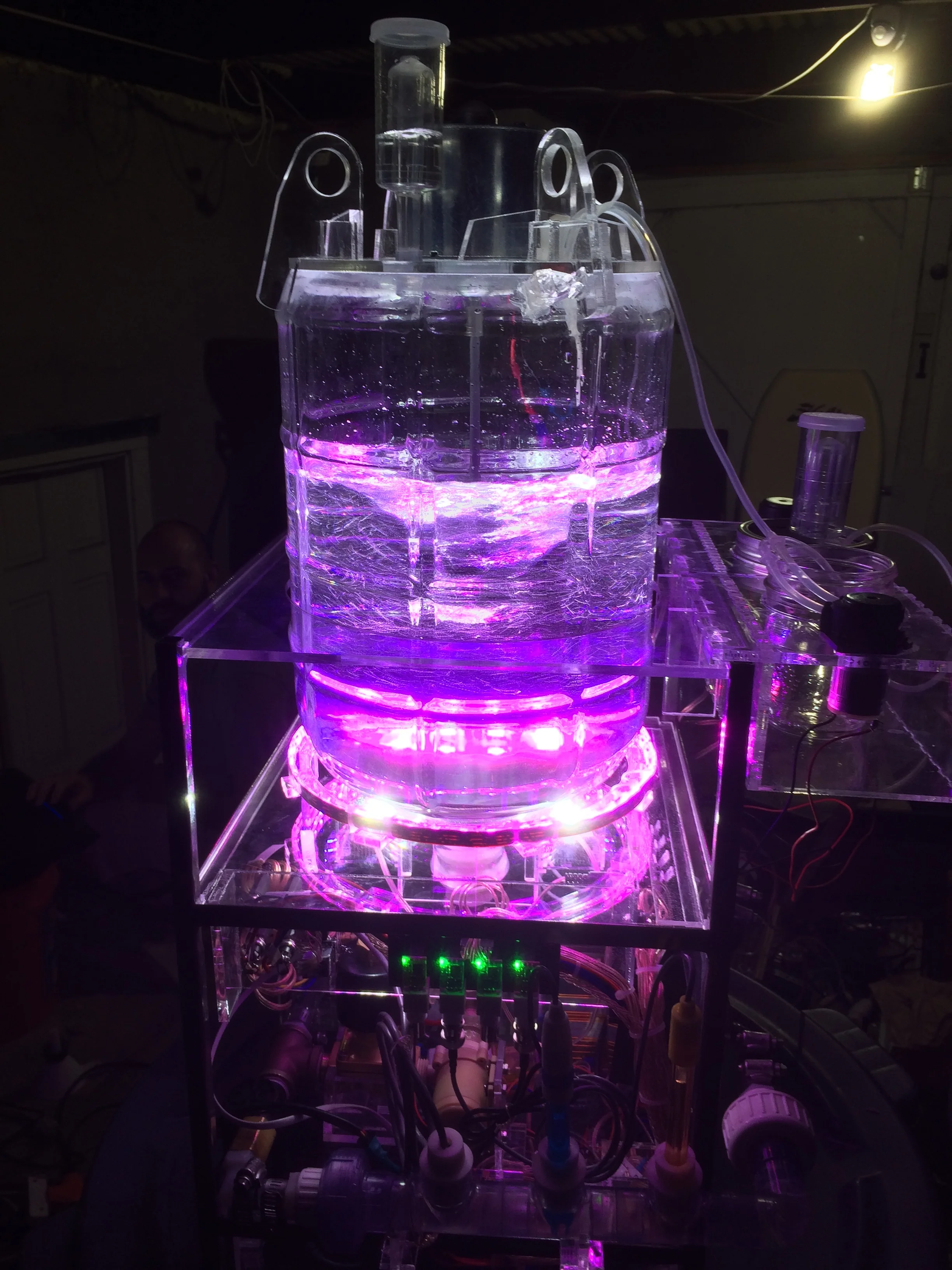 First test of the agitator/mixer creating a vortex in water.