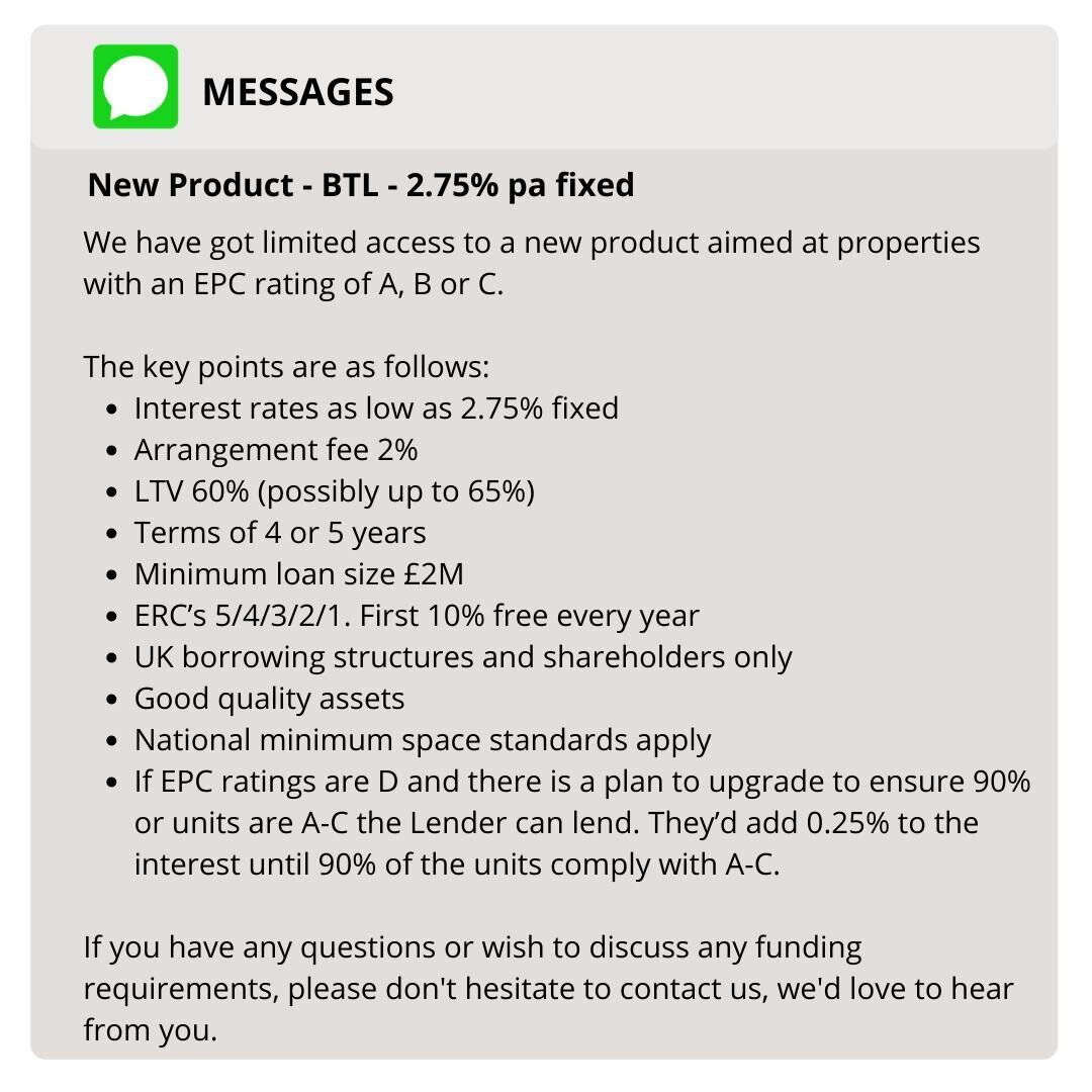 We have  limited access to a new product aimed at properties with an EPC rating of A, B or C. Contact us or go to www.alburys.co.uk
.
.
.
#buytolet #mortgages #propertydevelopers  #alburys