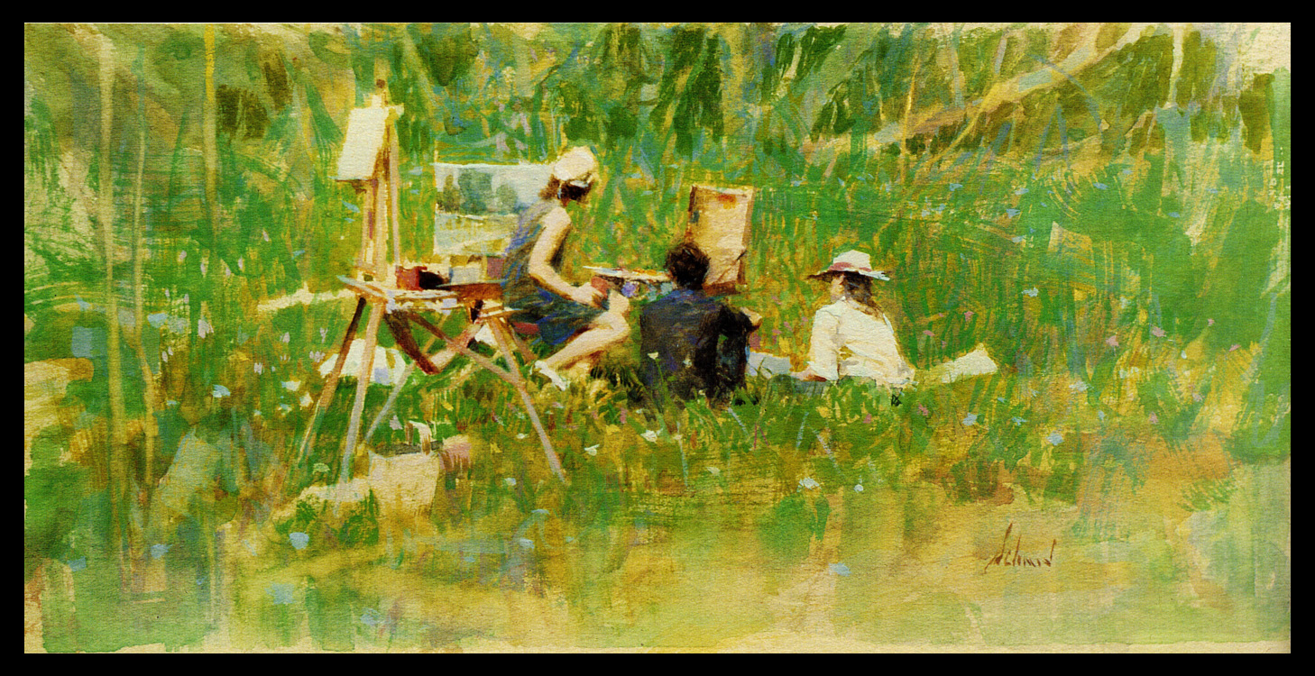 Door County Afternoon Gouache 5 1/2" x 11" by Richard Schmid