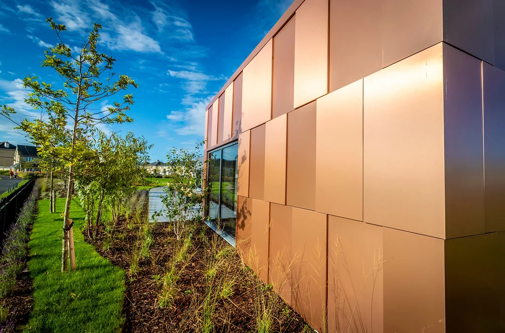 Architecturally, a copper clad exterior presents a striking presence within what is currently an open landscape, with the marketing suite providing an exciting introduction to this high quality development.