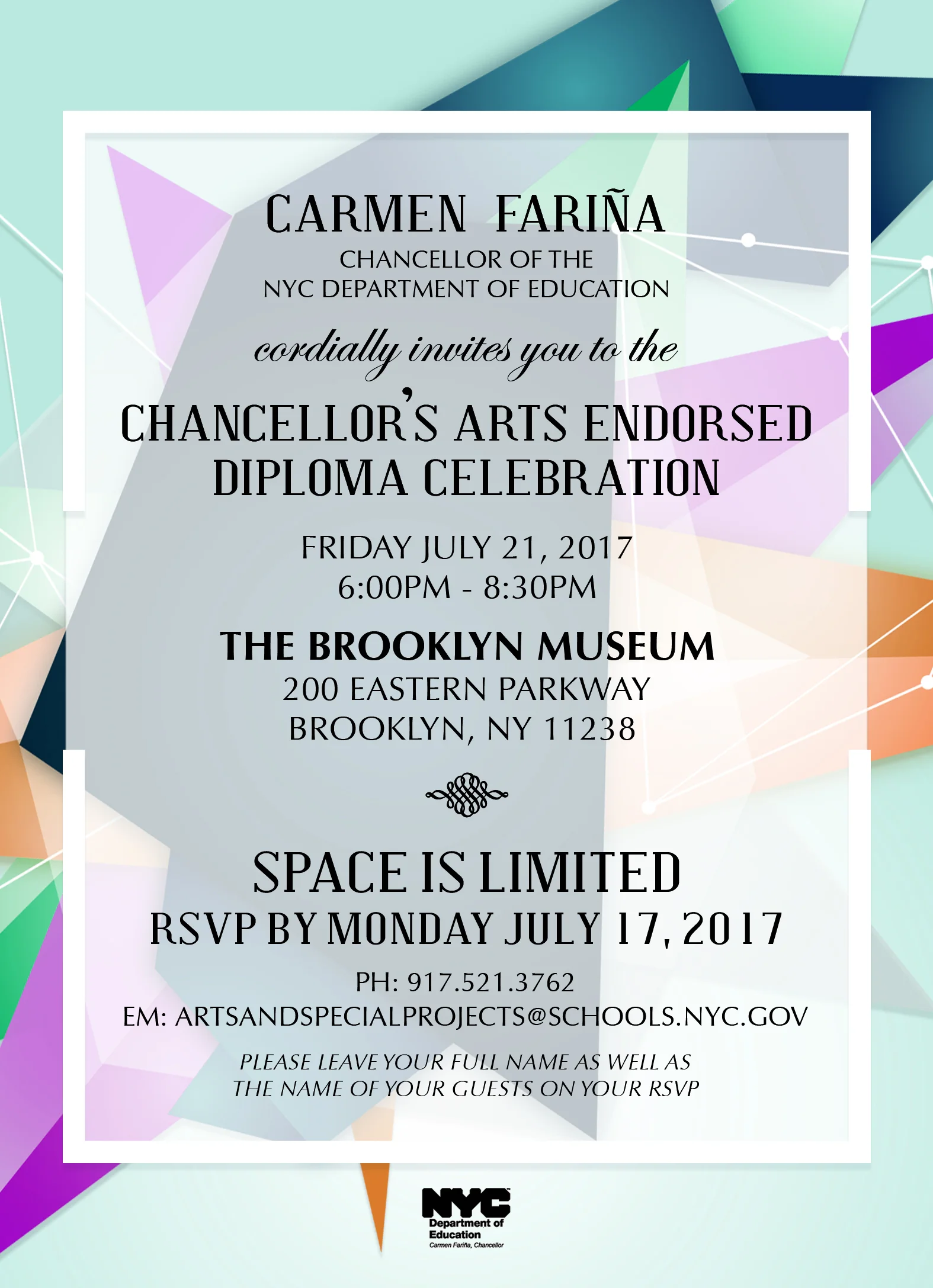 NYC DOE 2017 Chancellor's Arts Endorsed Diploma Celebration