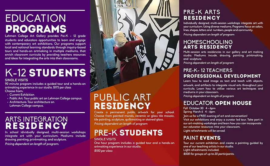 Lehman College 2018 Art Gallery Educational Brochure/Inner flap