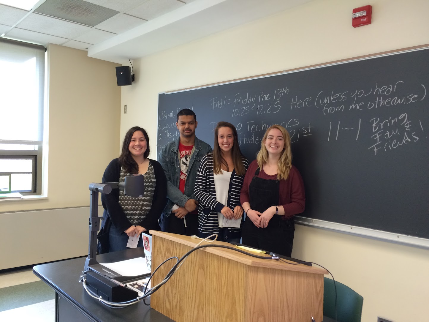 The Marconi Tower group Sharing their research (L-R): Kimberly Fernandez, Jonathan Rodriguez, Chelsey Briggs, and Sophia Mosner-Koor, Binghamton University