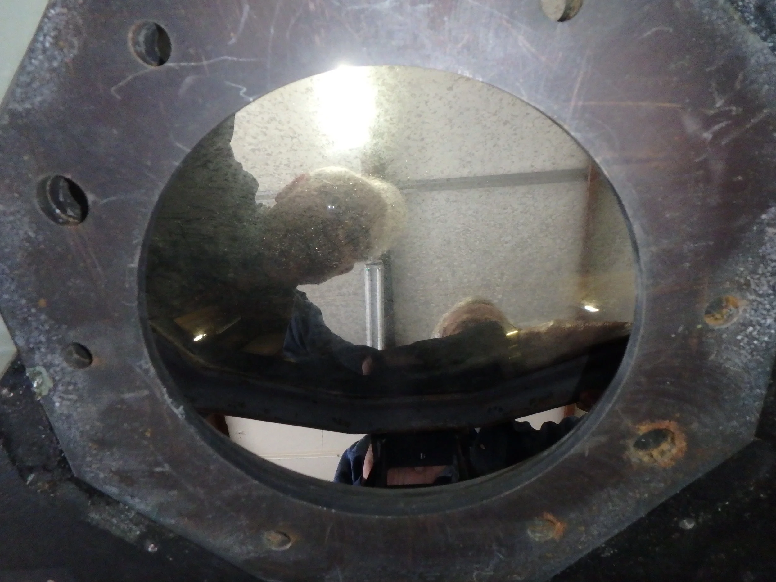 Gene Abbey looking over eyepiece beamsplitter