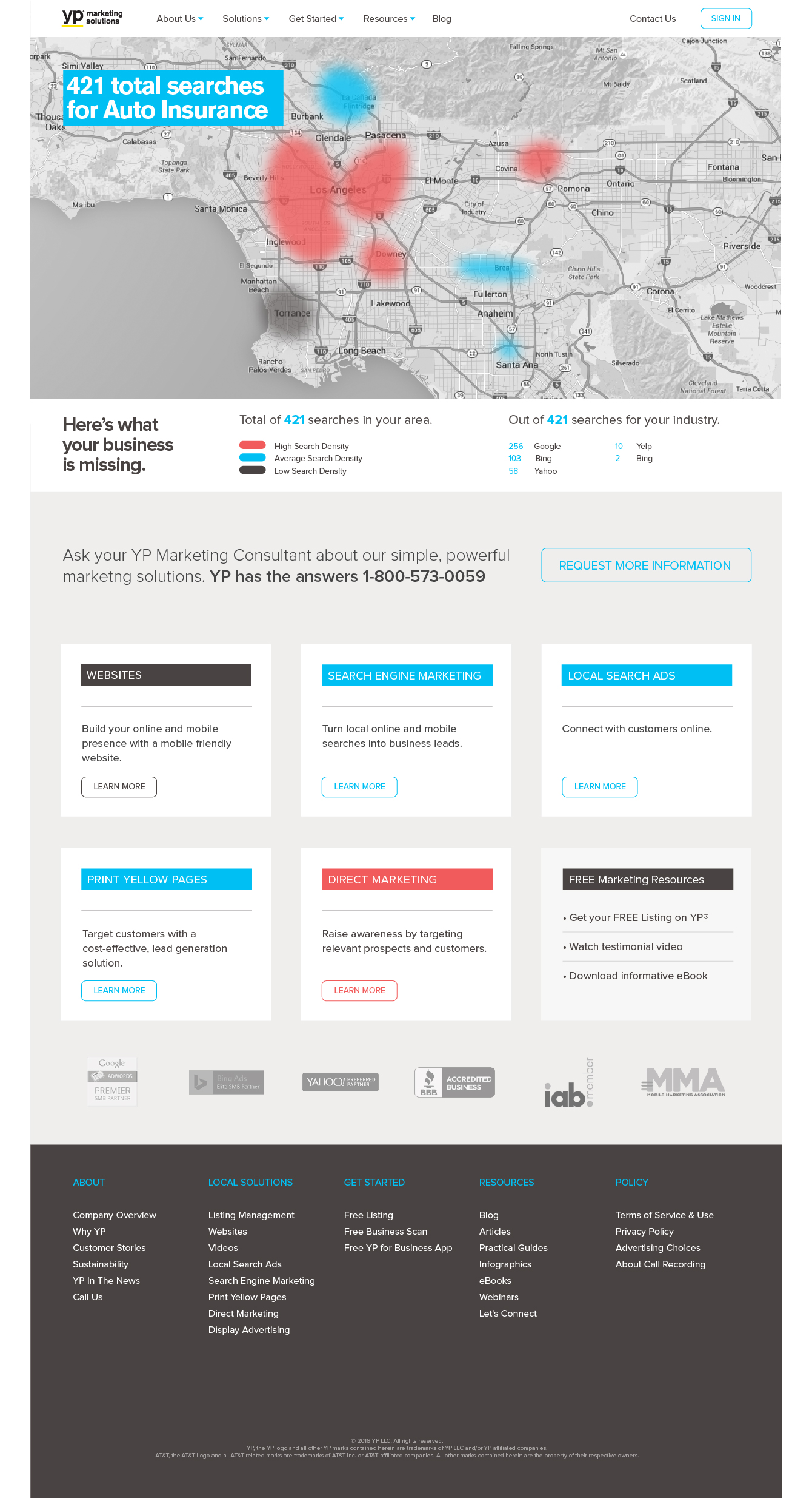 Data is served showing the location of searches for their type of industry and how many searches they are missing for not utilizing a digital marketing strategy.