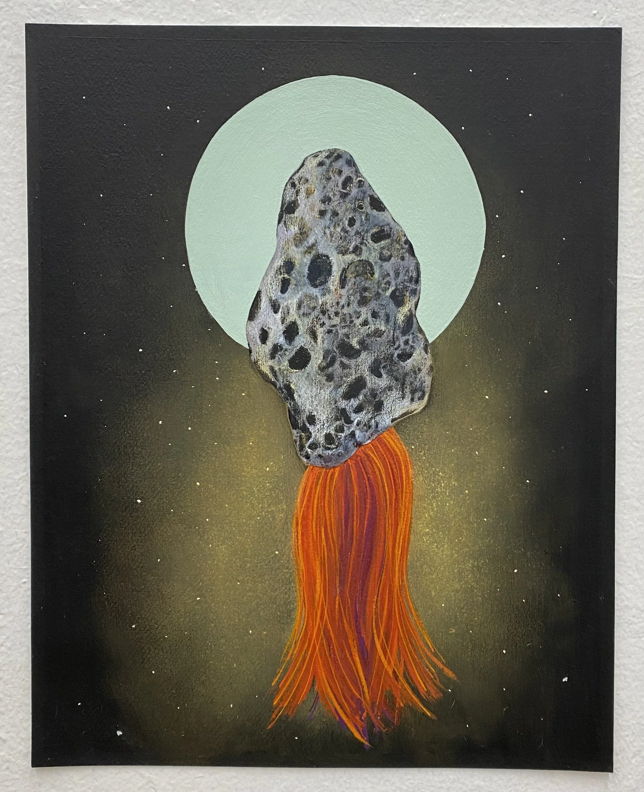 Fireball, 2023 Acrylic, colored pencil and pastel on paper 11” x 15”