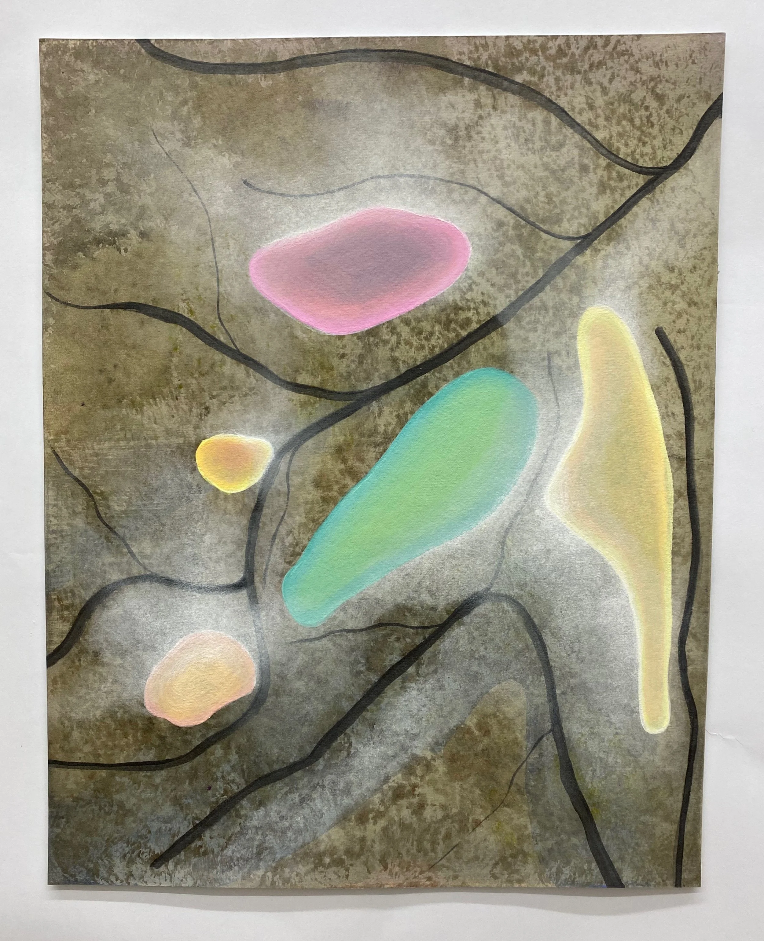 Geothermal activity, 2023 Acrylic and pastel on paper 11” x 14”