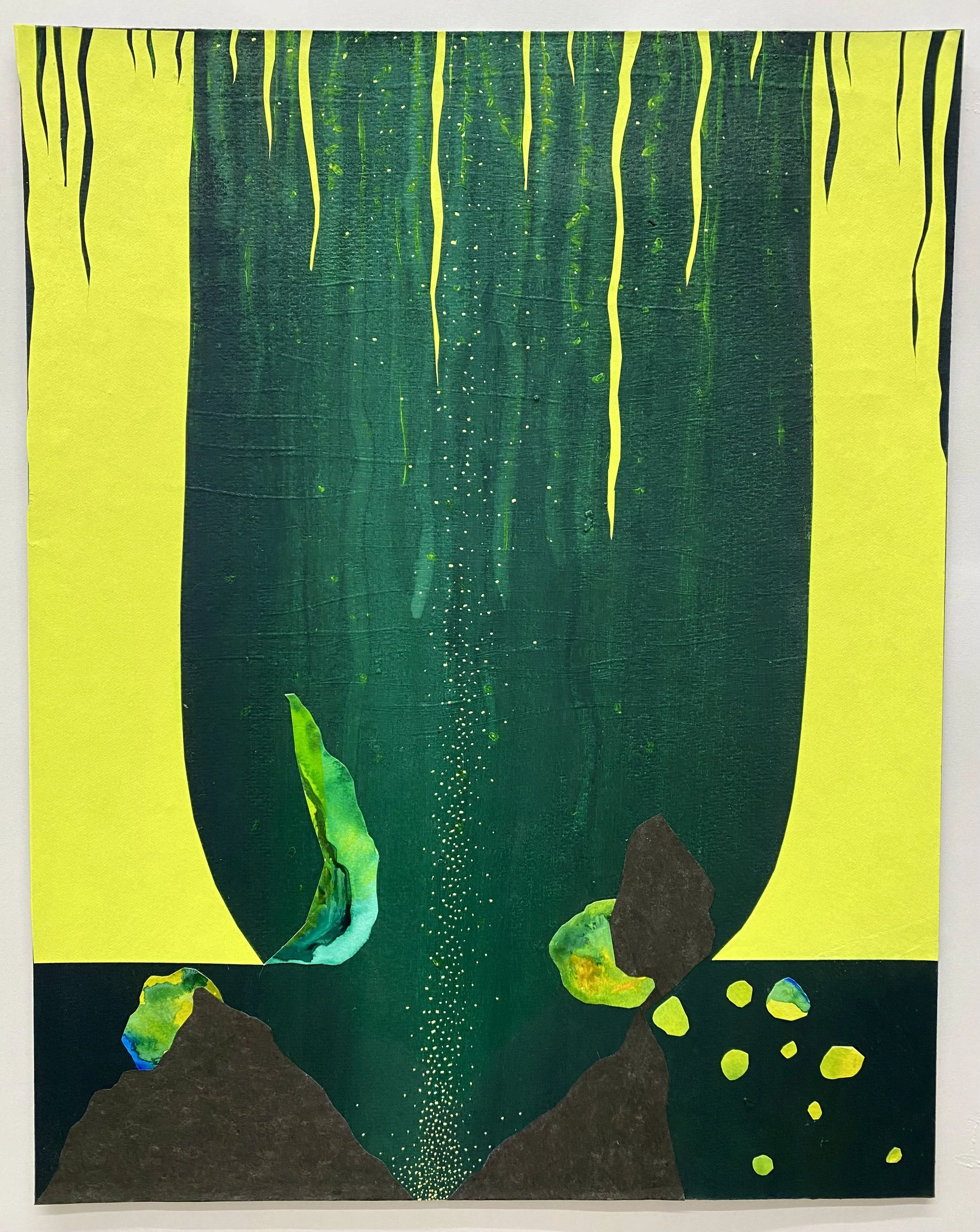Photosynthesis, 2024 Acrylic and decorative paper on paper 11” x 14”