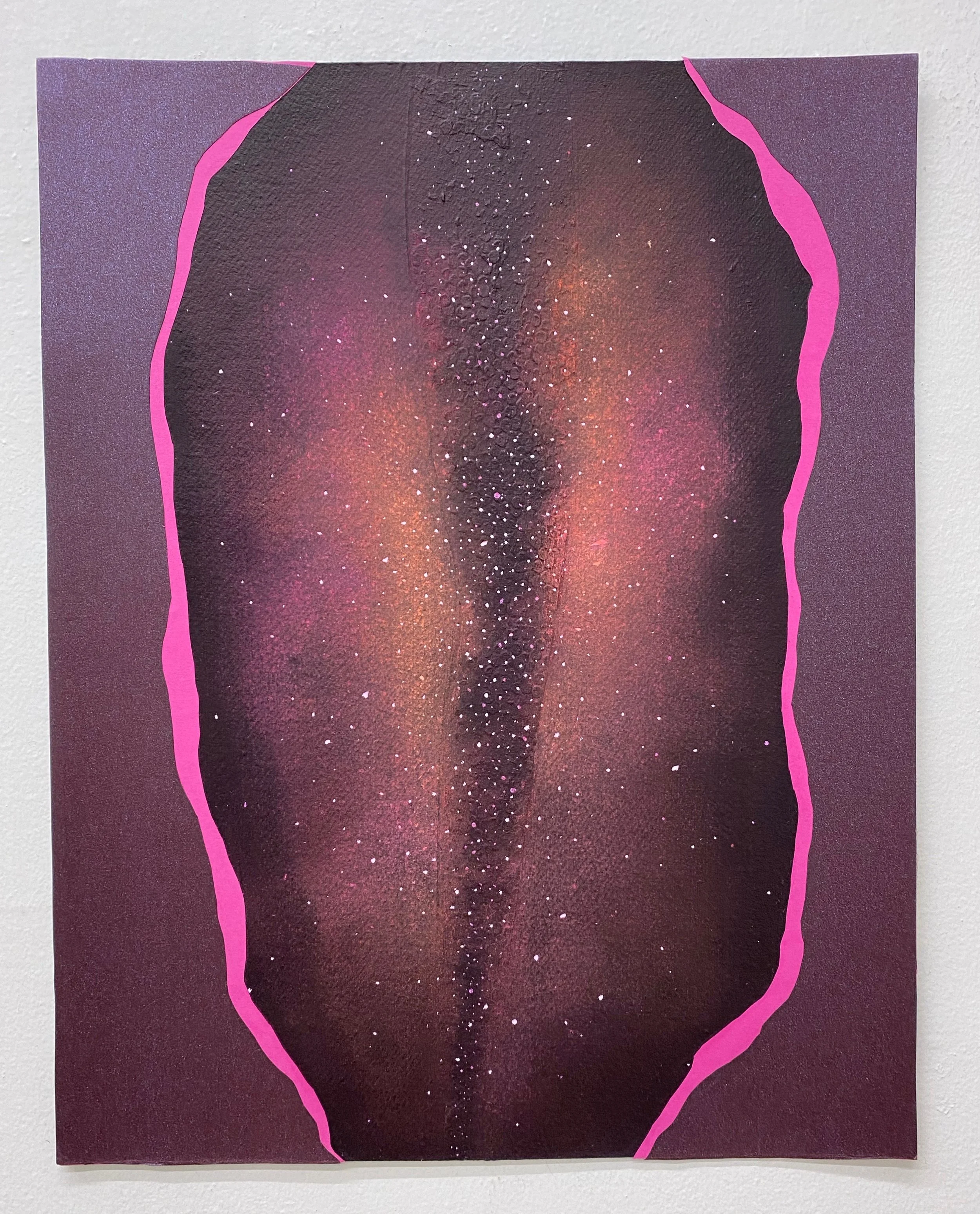 Inside dark sky country, 2024 Acrylic, decorative paper, ink, and pastel on paper 11” x 14”